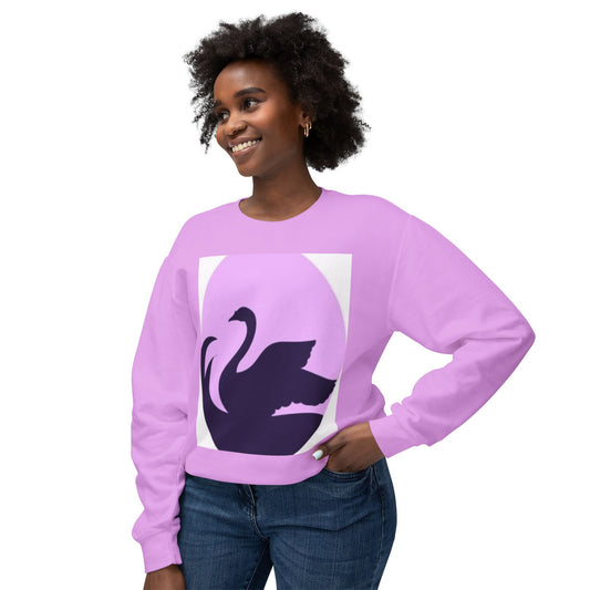 Swan Silhouette Lightweight Crewneck Sweatshirt - Cozy Unisex Fashion