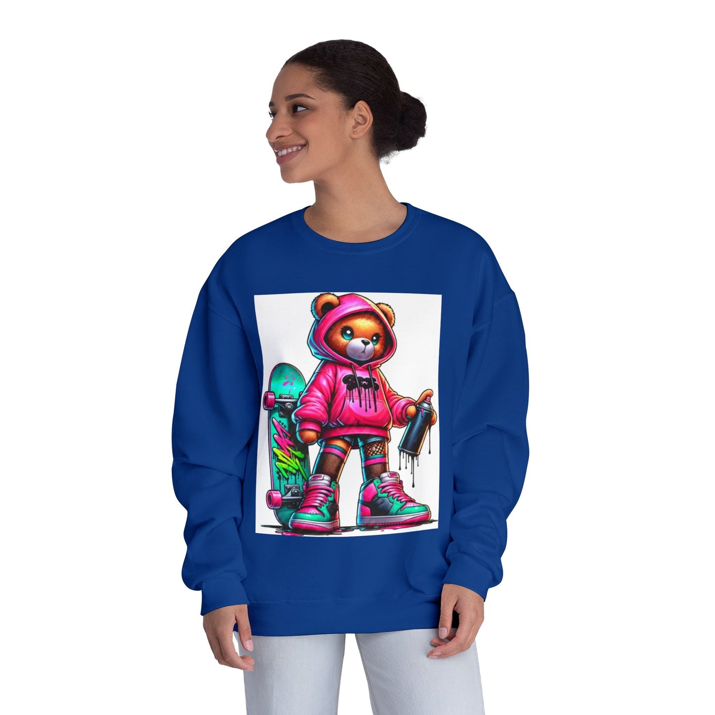 Skater Bear Crewneck Sweatshirt - Fun Streetwear Style