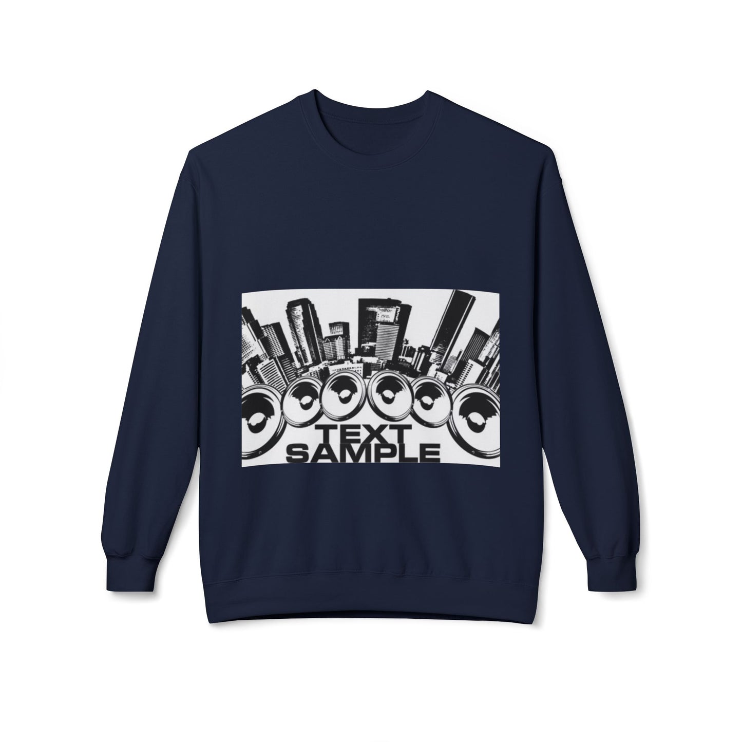 Urban Vibe Sound Wave Crewneck Sweatshirt - Unisex Fleece with Cityscape Design