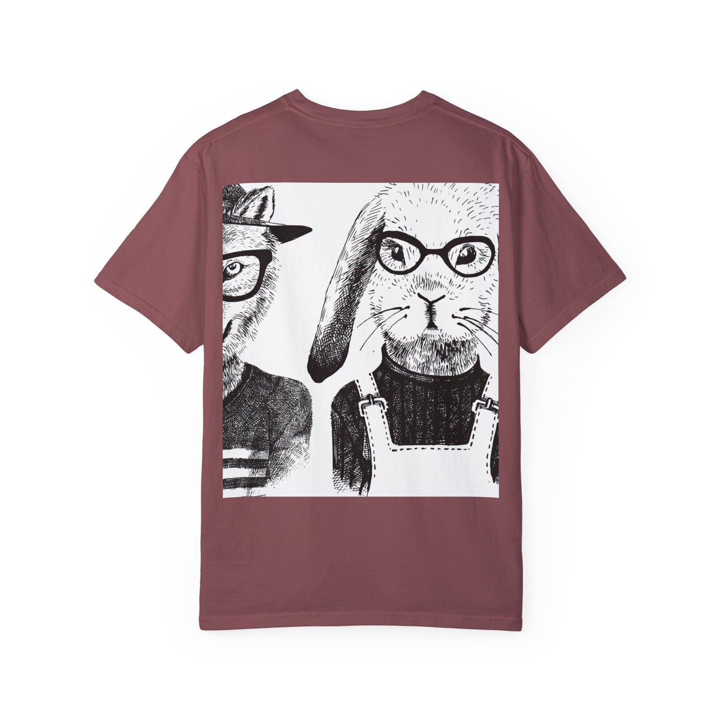 Whimsical Animal Friends T-Shirt - Stylish Panda & Wolf Design