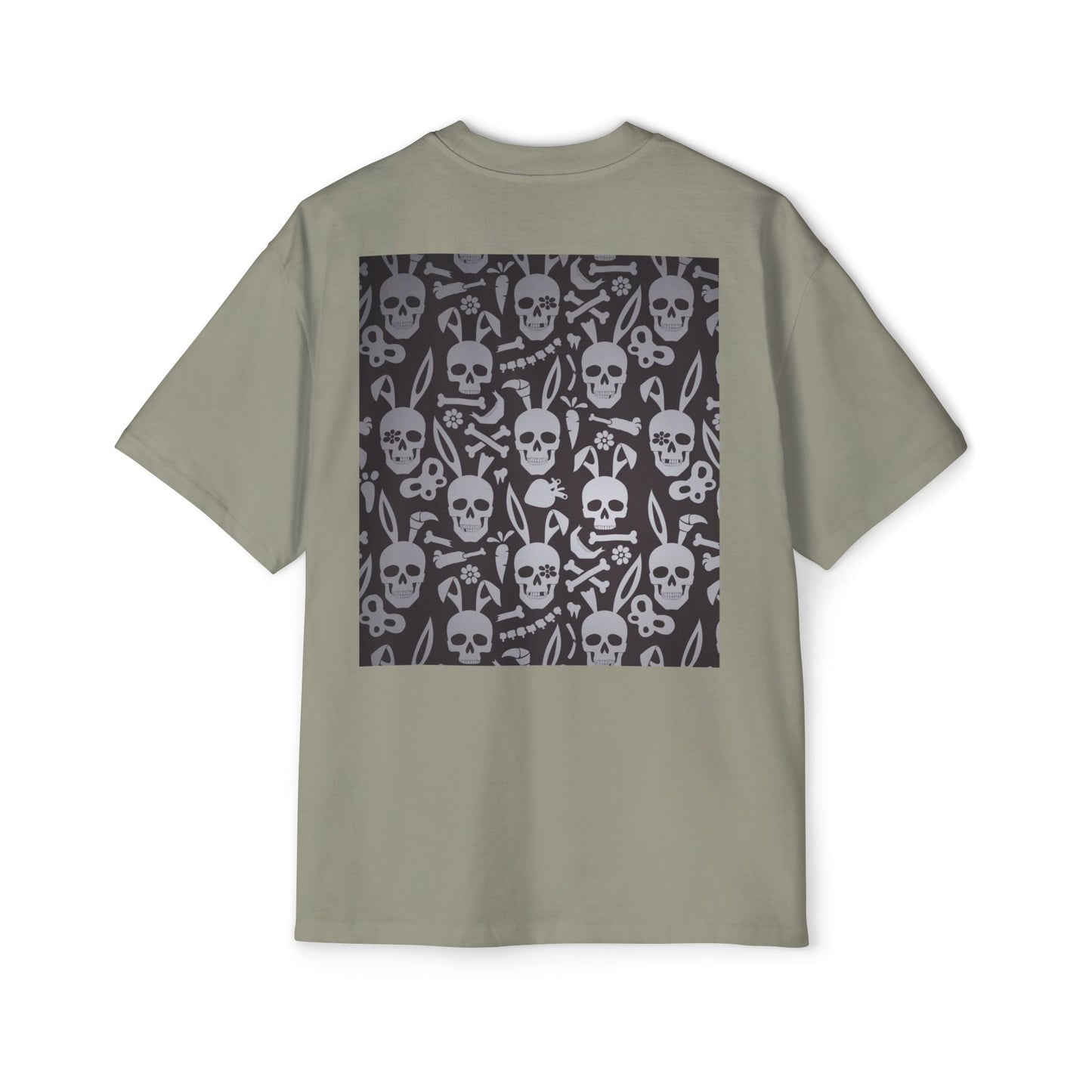 Men's Heavy Oversized Tee - Bold Eagle and Skull Print