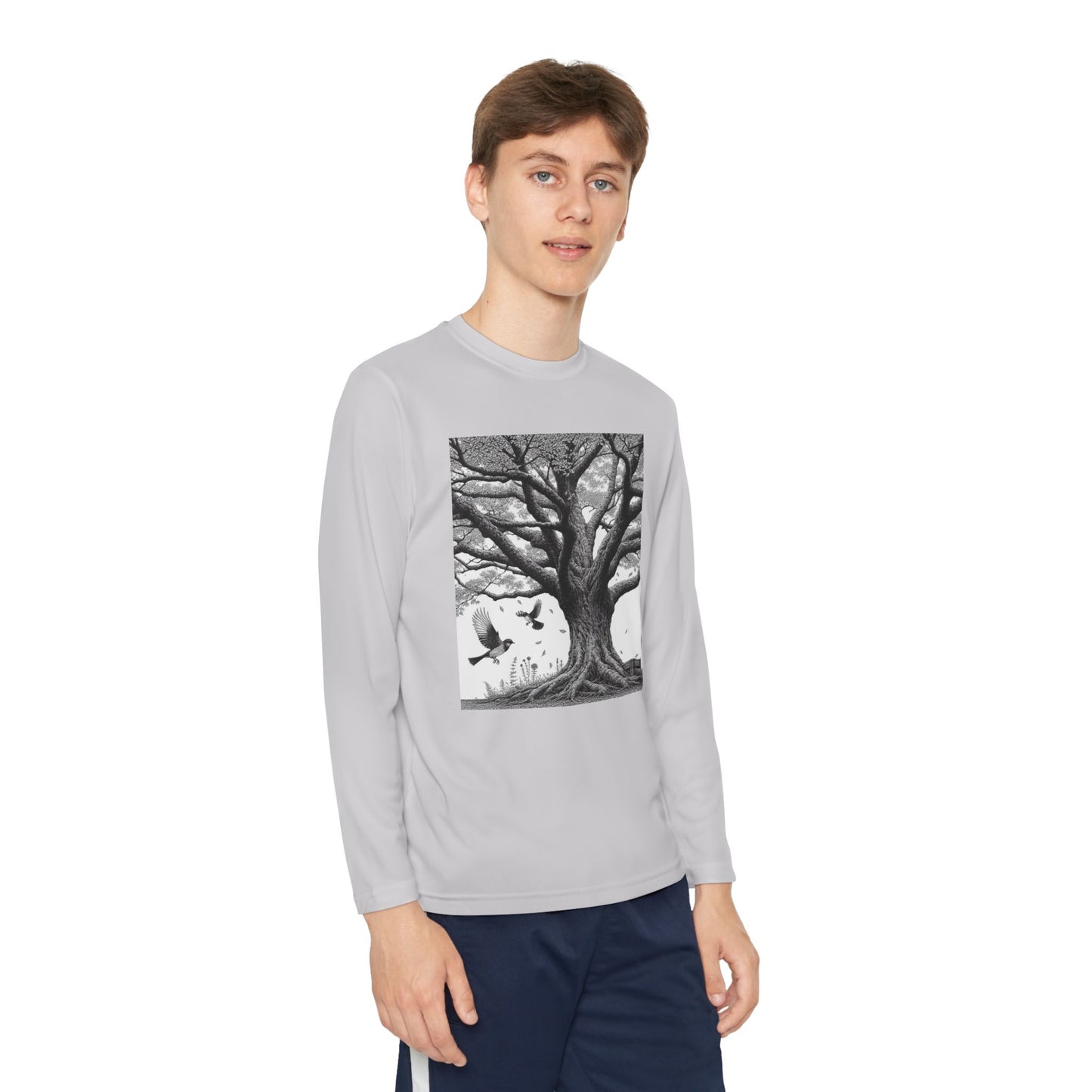 Youth Long Sleeve Tree Graphic Tee - Nature Inspired Design