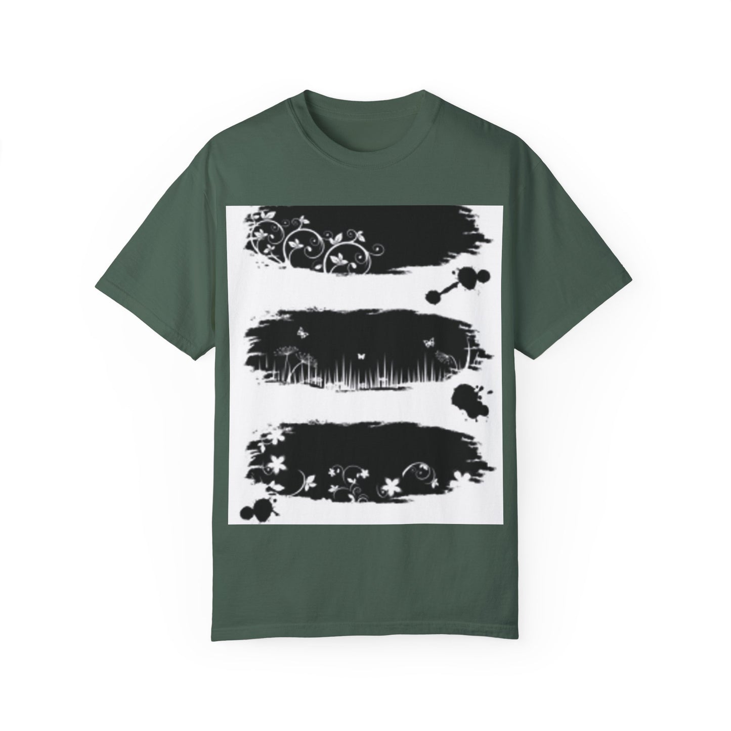 Artistic Unisex Garment-Dyed T-Shirt with Floral Design