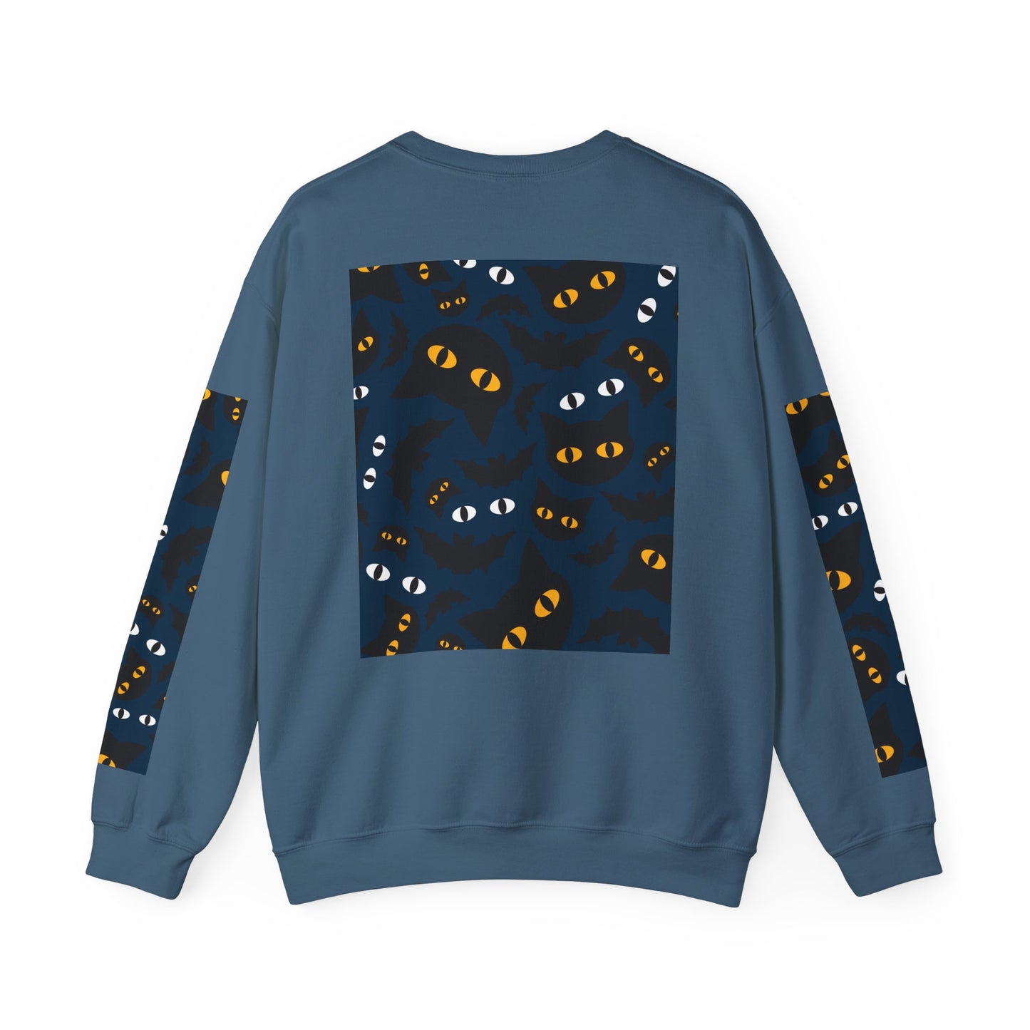 Halloween-Themed Unisex Crewneck Sweatshirt with Spooky Eyes and Bird Design