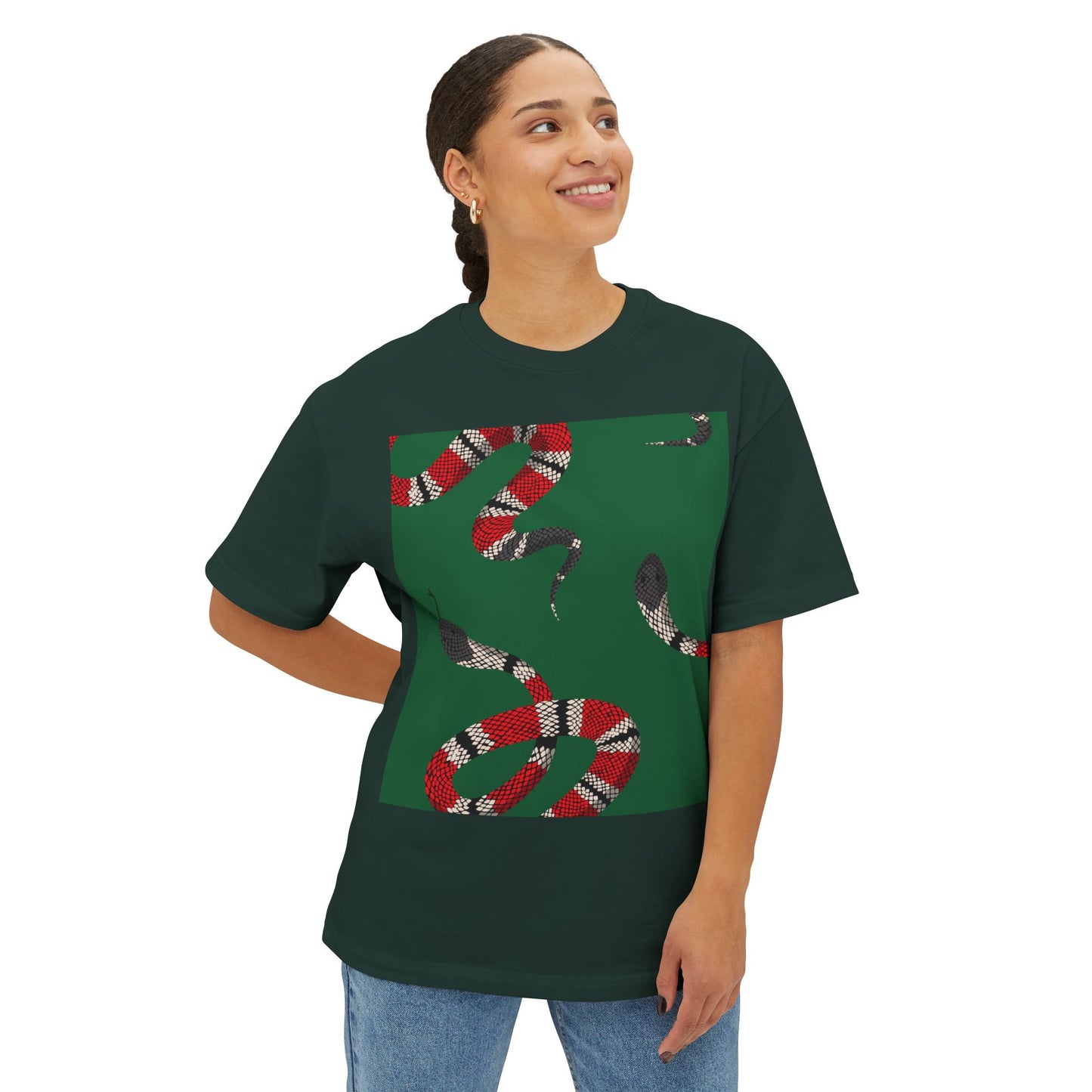 Wildlife Graphic Oversized T-Shirt - Snake & Owl Design