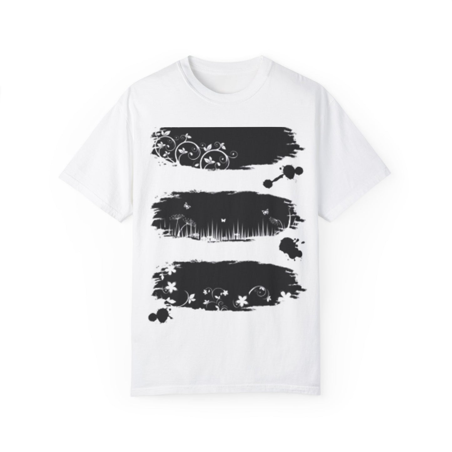 Artistic Unisex Garment-Dyed T-Shirt with Floral Design