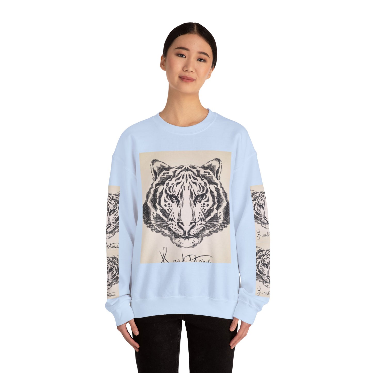 Artistic Tiger Print Crewneck Sweatshirt – Unisex Heavy Blend