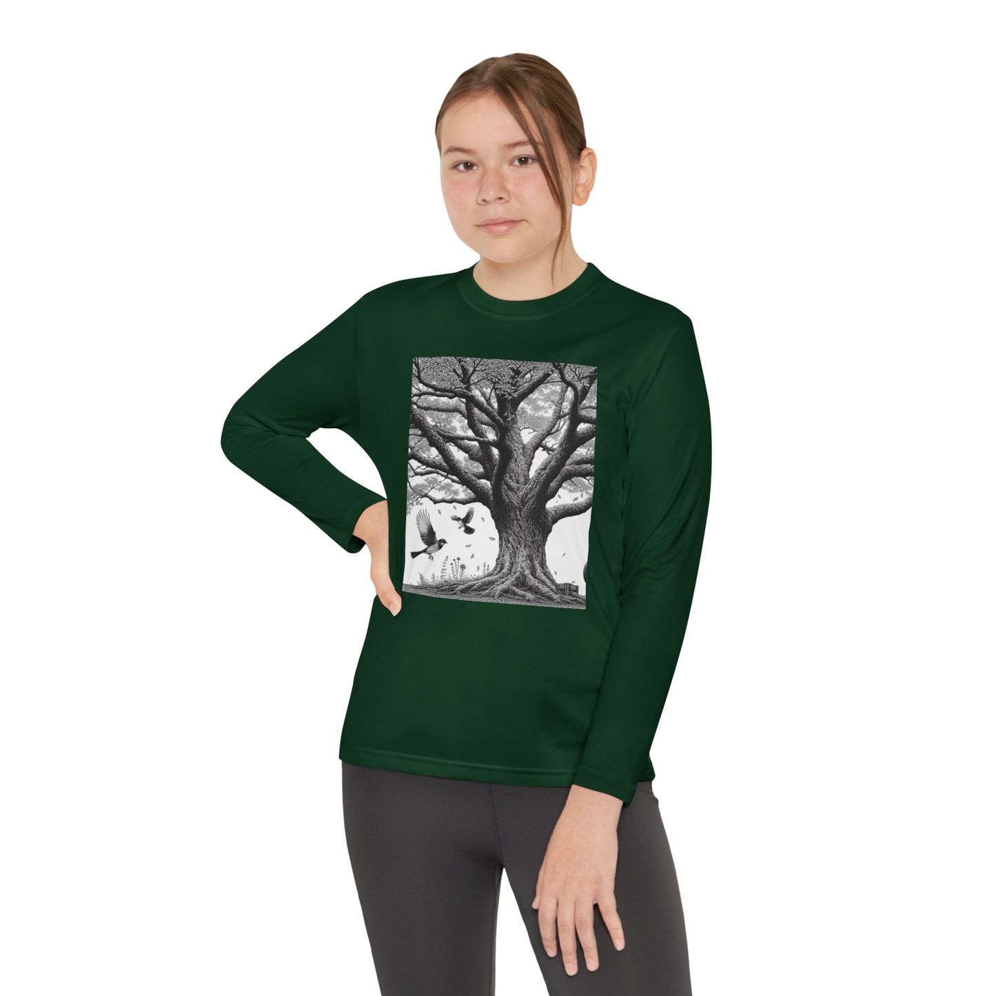 Youth Long Sleeve Tree Graphic Tee - Nature Inspired Design