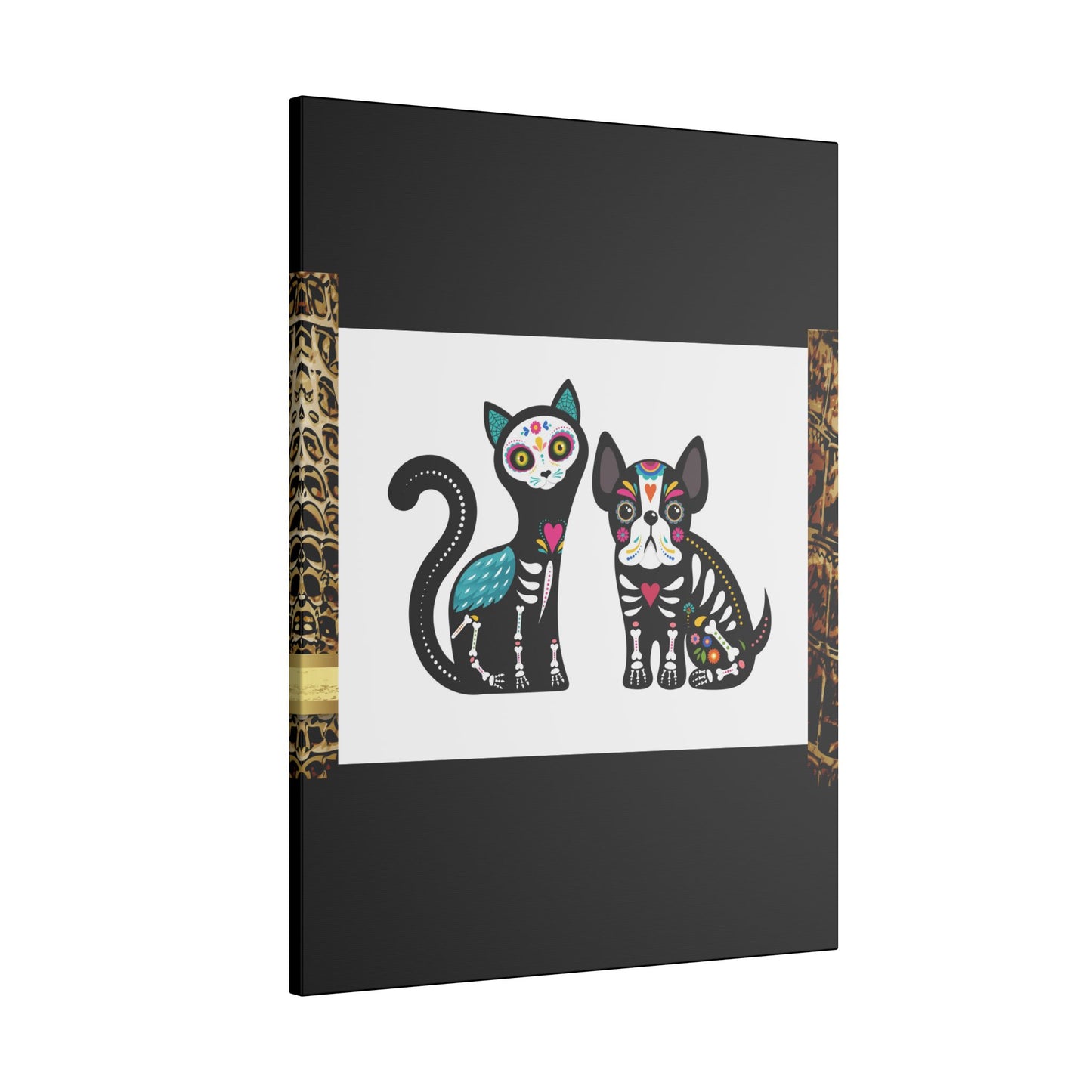 Day of the Dead Pet Canvas Art - Colorful Cat and Dog Wall Decor