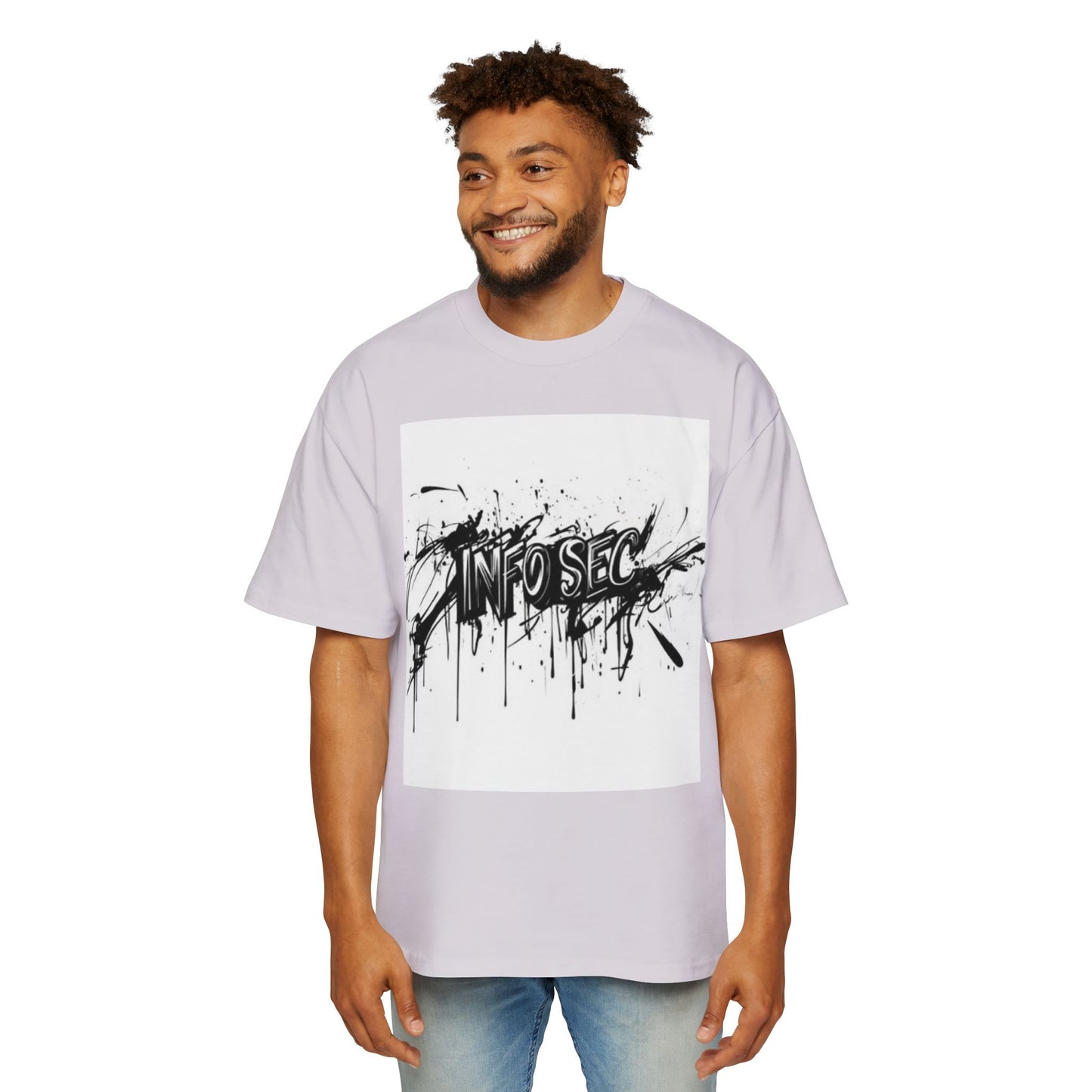 Men's Oversized Info Sec Tee - Urban Streetwear Graphic T-Shirt