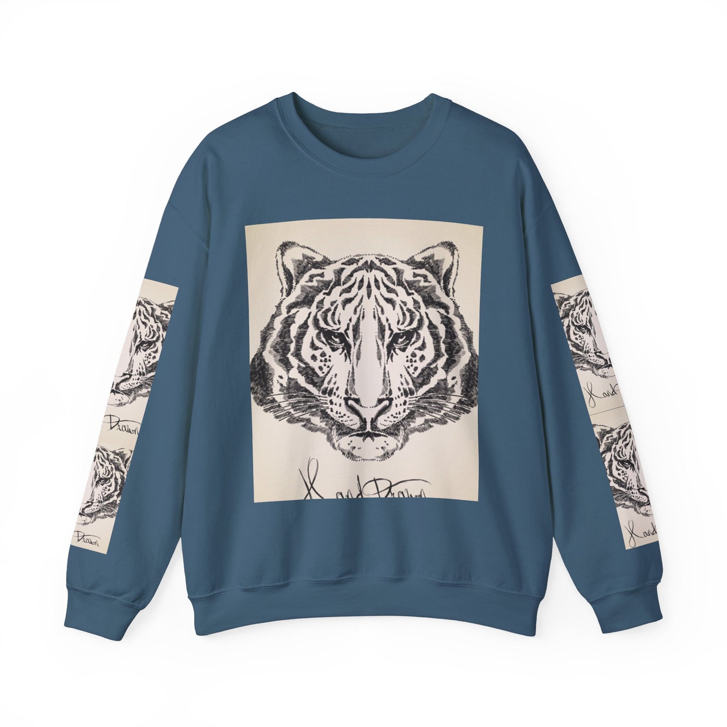 Artistic Tiger Print Crewneck Sweatshirt – Unisex Heavy Blend