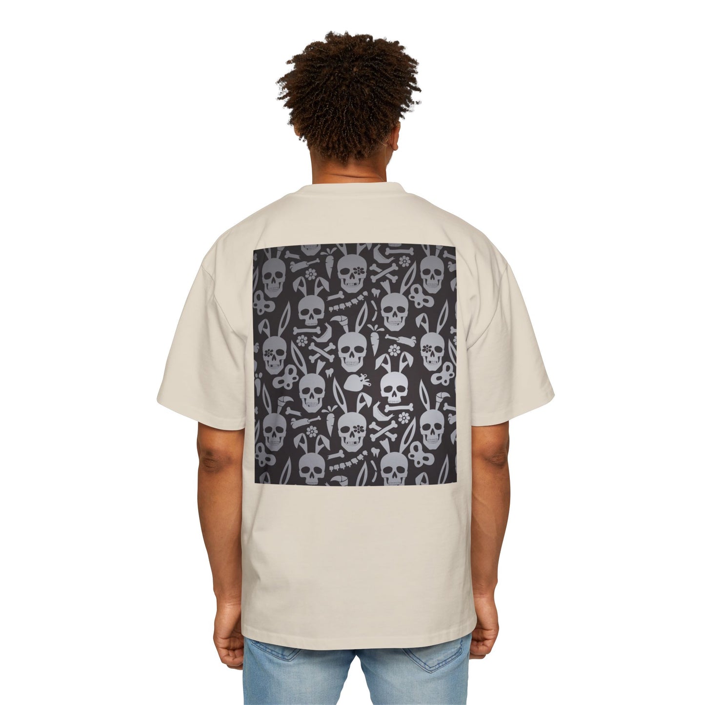 Men's Heavy Oversized Tee - Bold Eagle and Skull Print