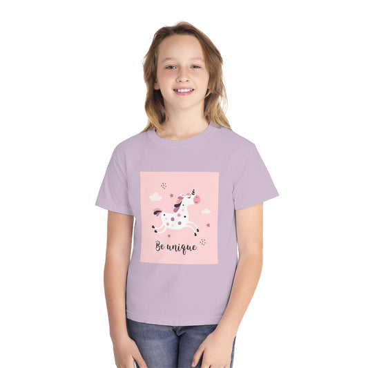 Girls' Unicorn T-Shirt - 'Be Unique' Midweight Tee