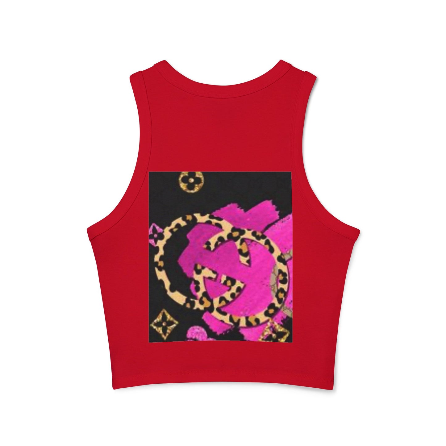 Chic Women's Micro Rib Racer Tank Top with Bold Graphic Print