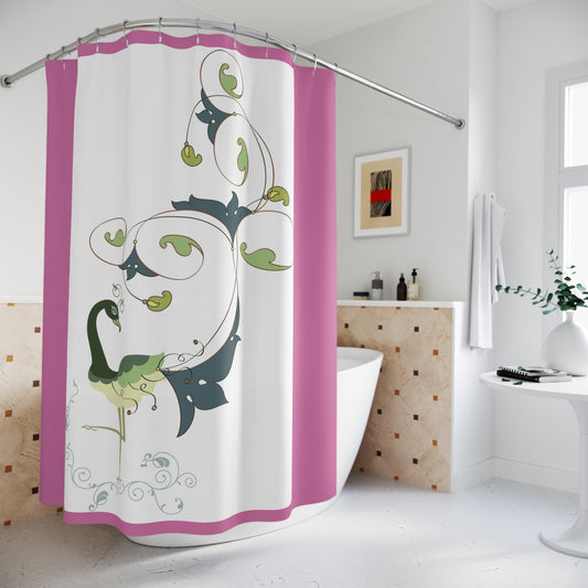 Elegant Green Flamingo Shower Curtain - Nature-Inspired Bathroom Decor