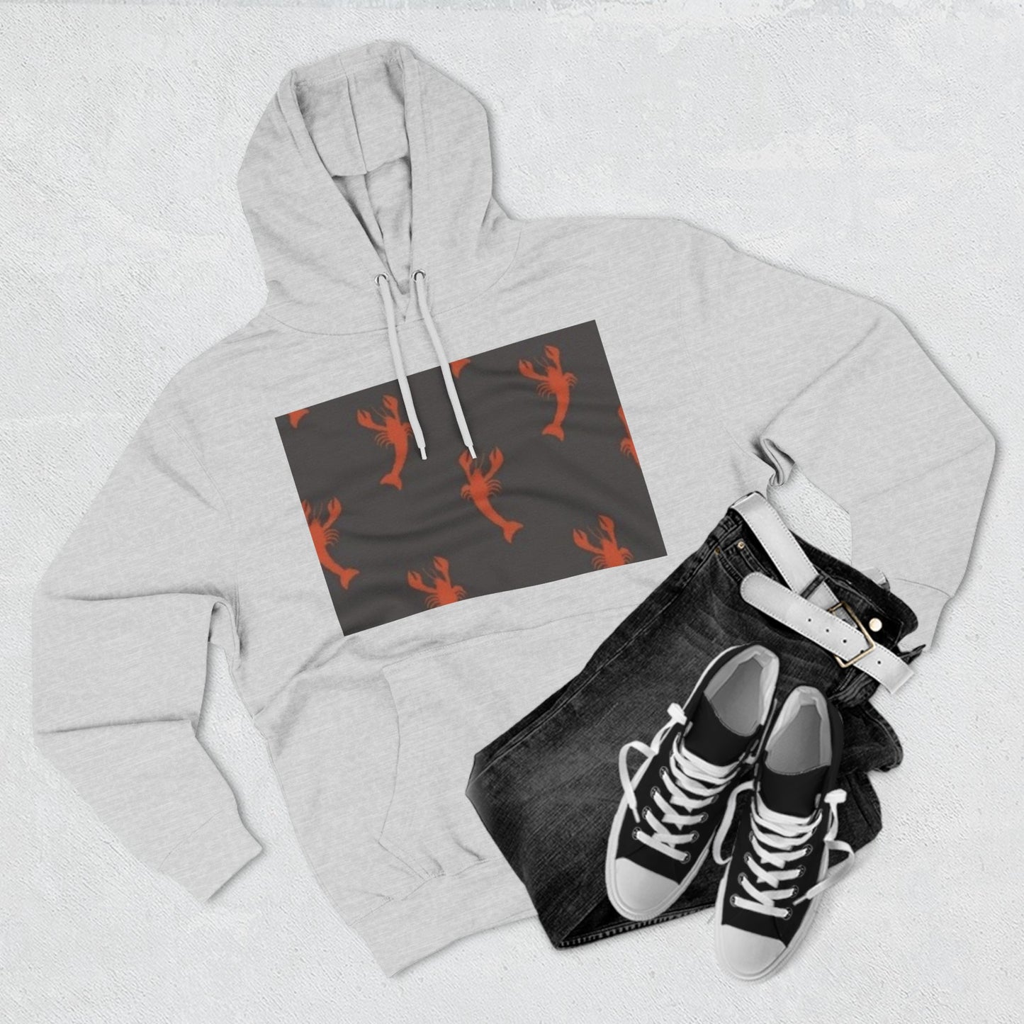 Lobster Print Fleece Hoodie - Perfect for Seafood Lovers