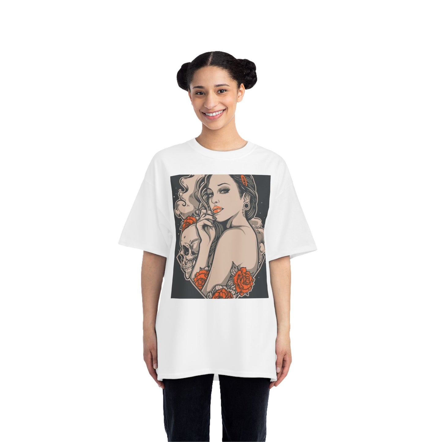 Edgy Vintage Floral Skull T-Shirt - Unisex Short Sleeve