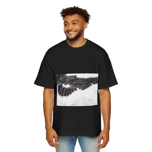 Men's Heavy Oversized Tee - Bold Eagle and Skull Print