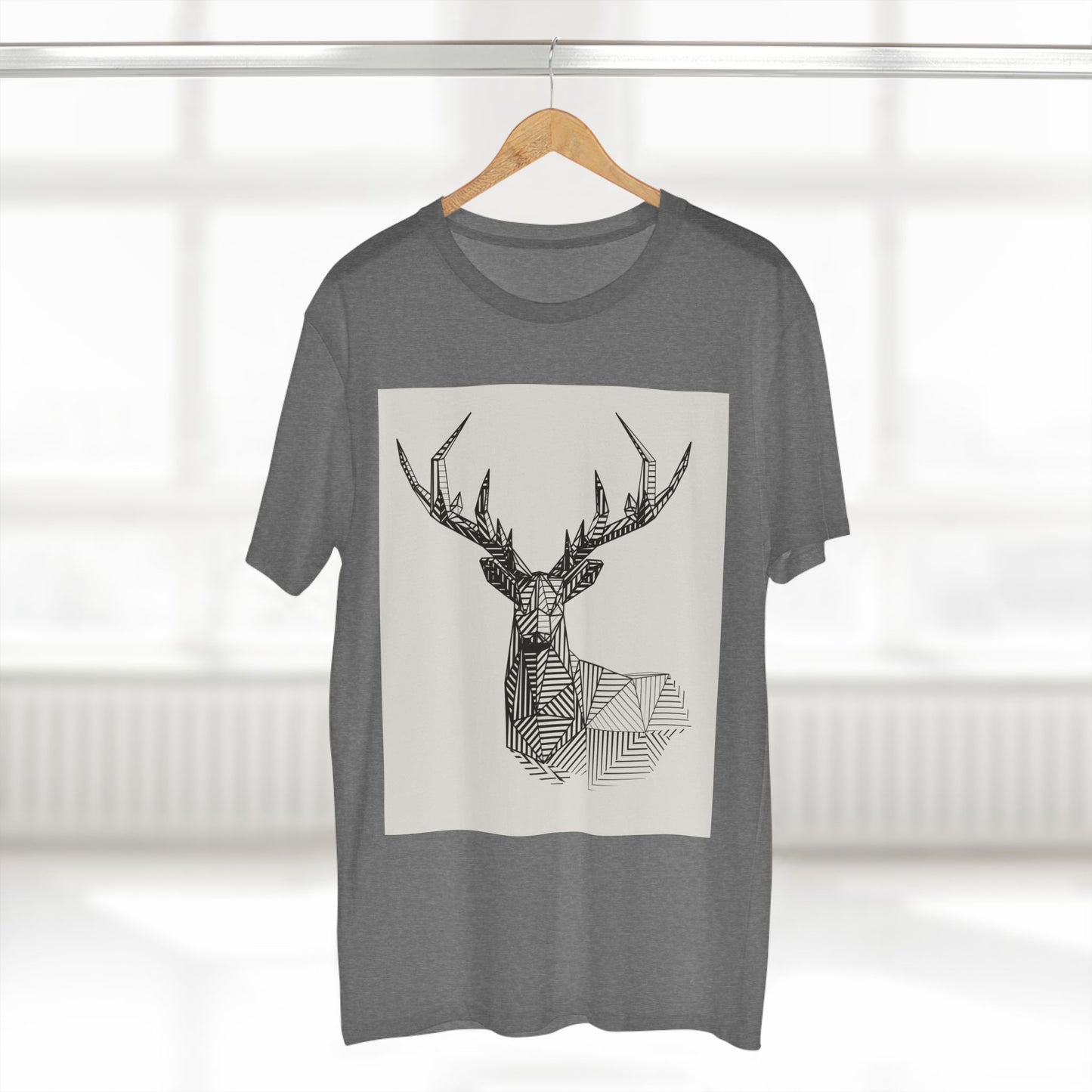 Geometric Deer & Spider Web Adult Staple Tee - Nature-Inspired Graphic T-Shirt for Outdoor Enthusiasts