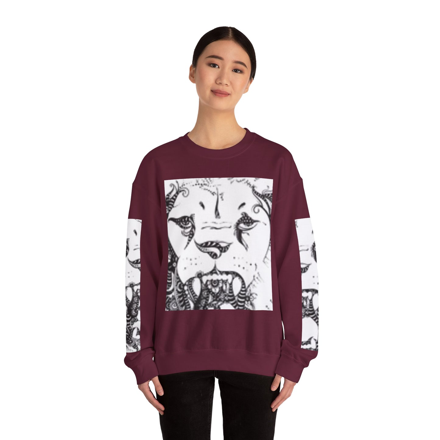 Wild Spirit Lion Graphic Crewneck Sweatshirt | Unisex Heavy Blend