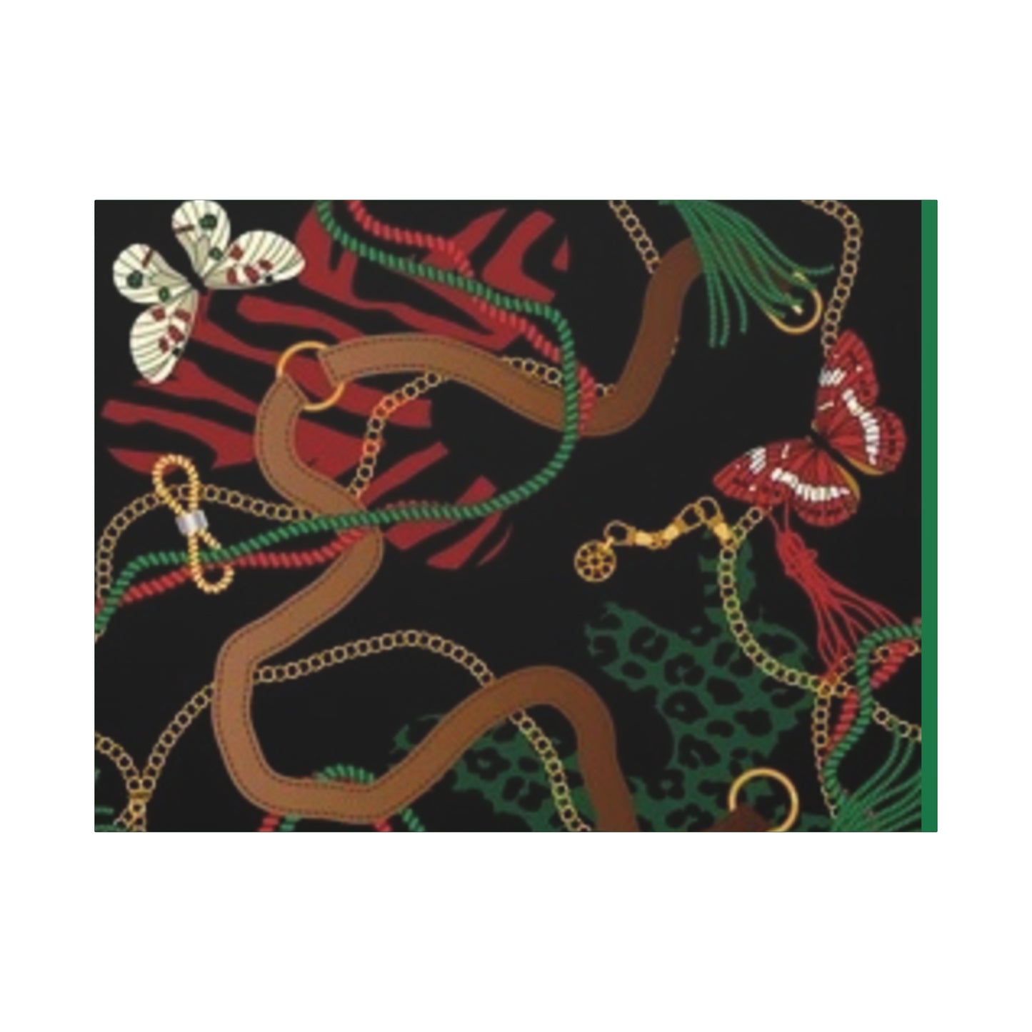 Elegant Matte Canvas Wall Art - Unique Mixed Pattern with Butterflies & Chains