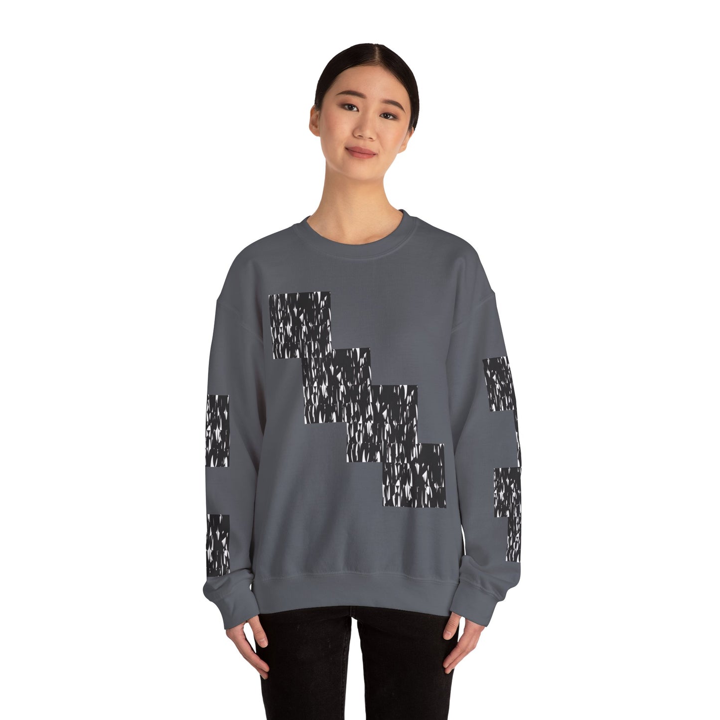 Trendy Graphic Crewneck Sweatshirt | Modern Abstract Black & White Design