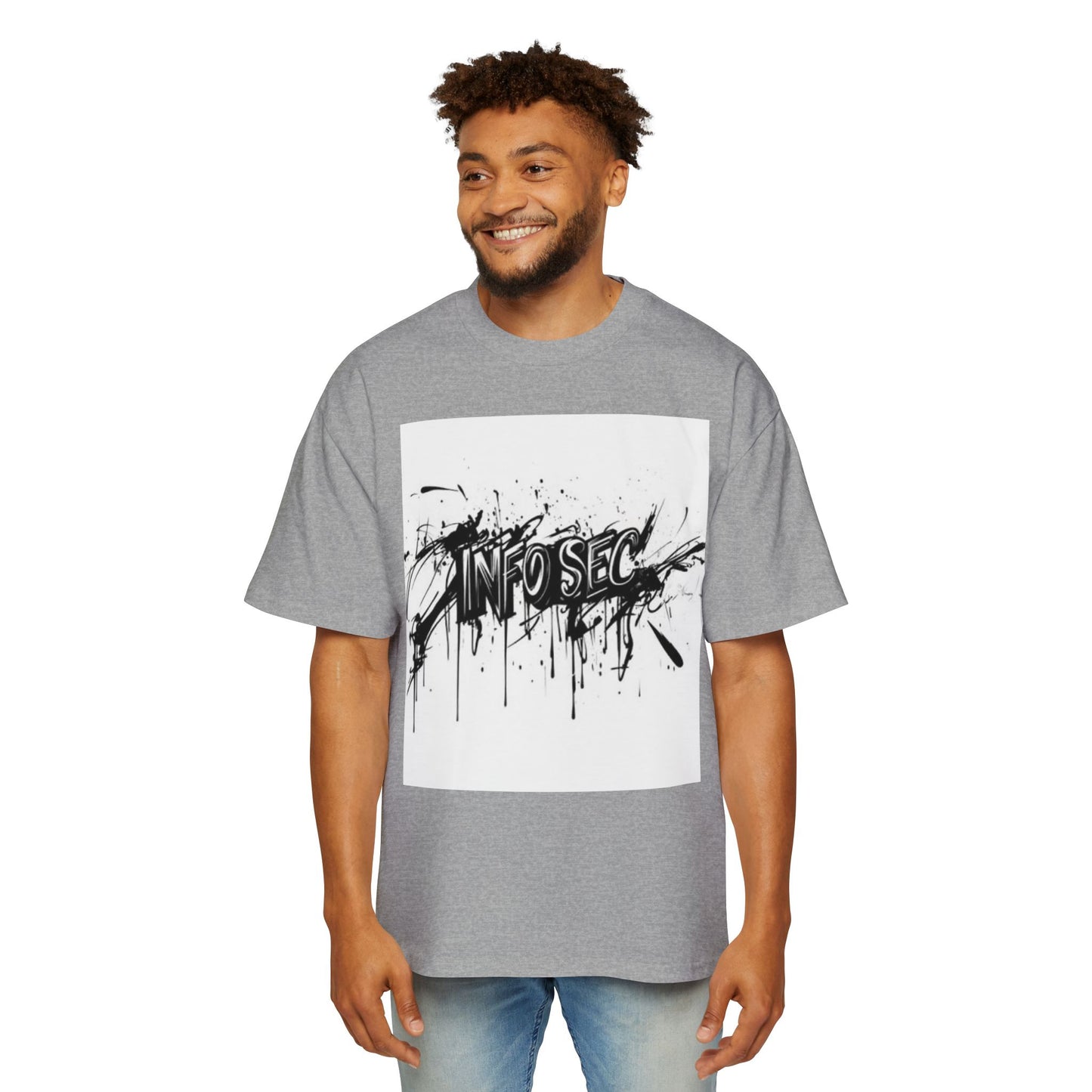 Men's Oversized Info Sec Tee - Urban Streetwear Graphic T-Shirt