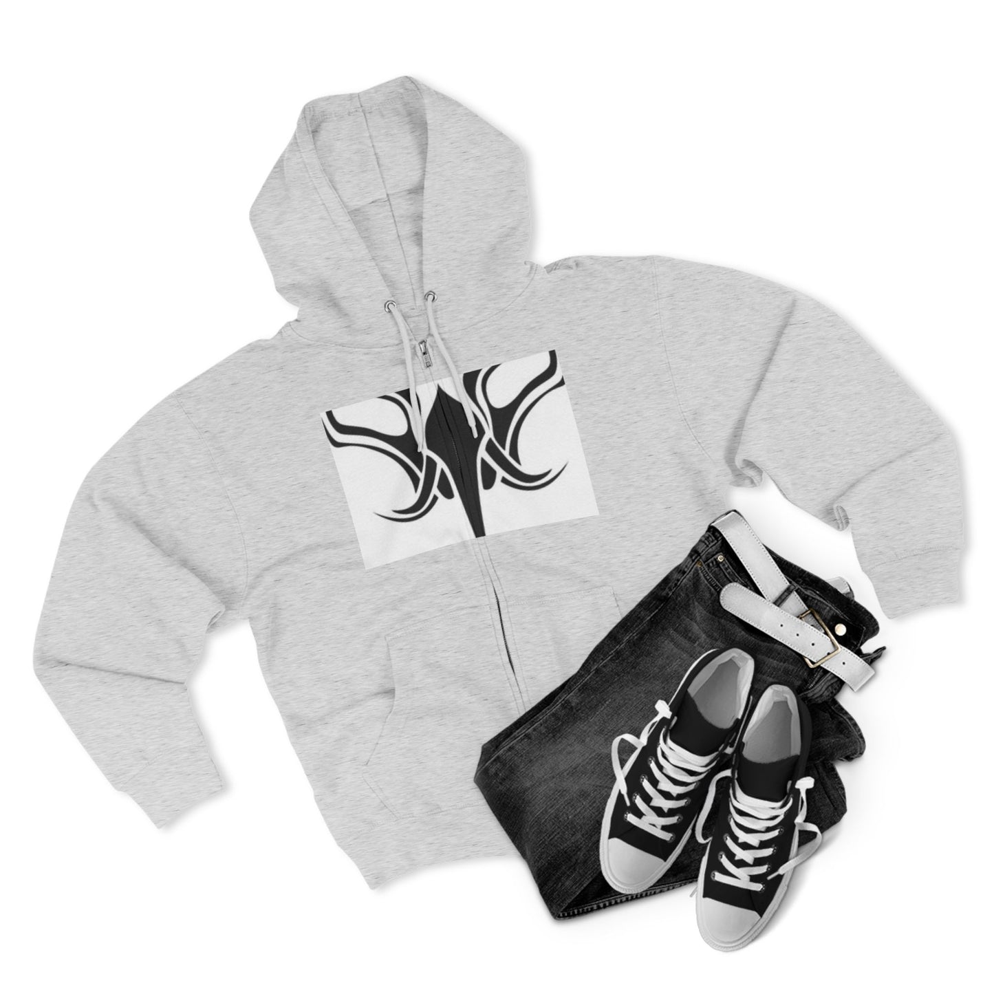 Tribal Design Unisex Zip Hoodie - Stylish & Versatile Outdoor Wear