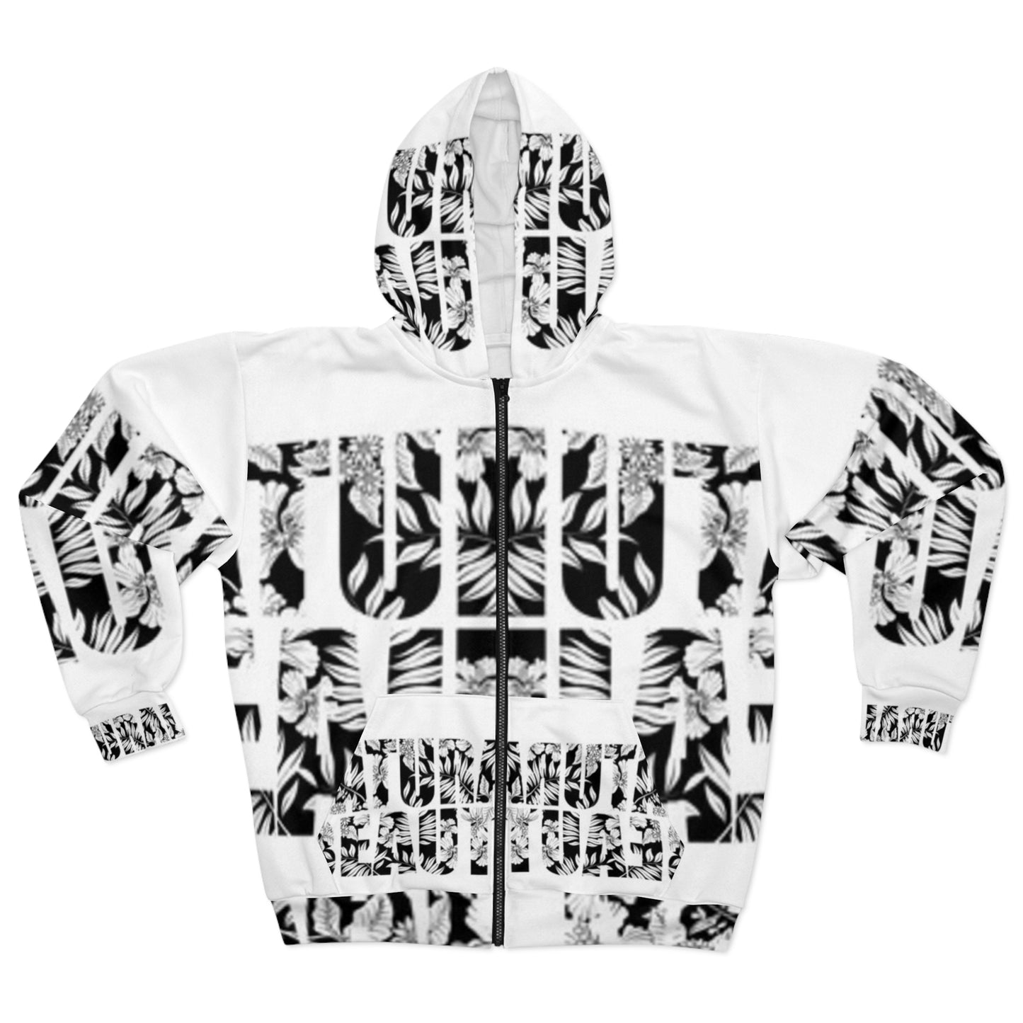 Unisex Tropical Zip Hoodie - Nature Inspired Design for Casual Comfort
