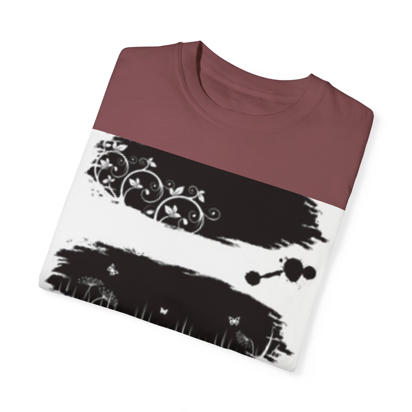 Artistic Unisex Garment-Dyed T-Shirt with Floral Design