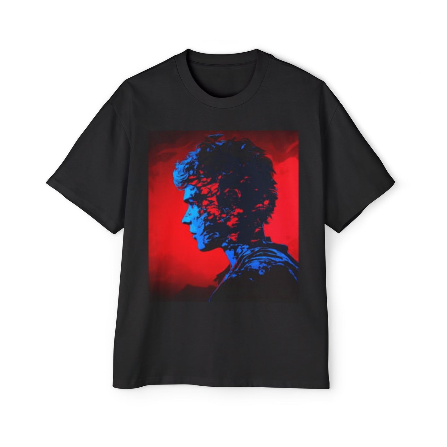 Men's Oversized Graphic Tee - Bold Artistic Profile Design