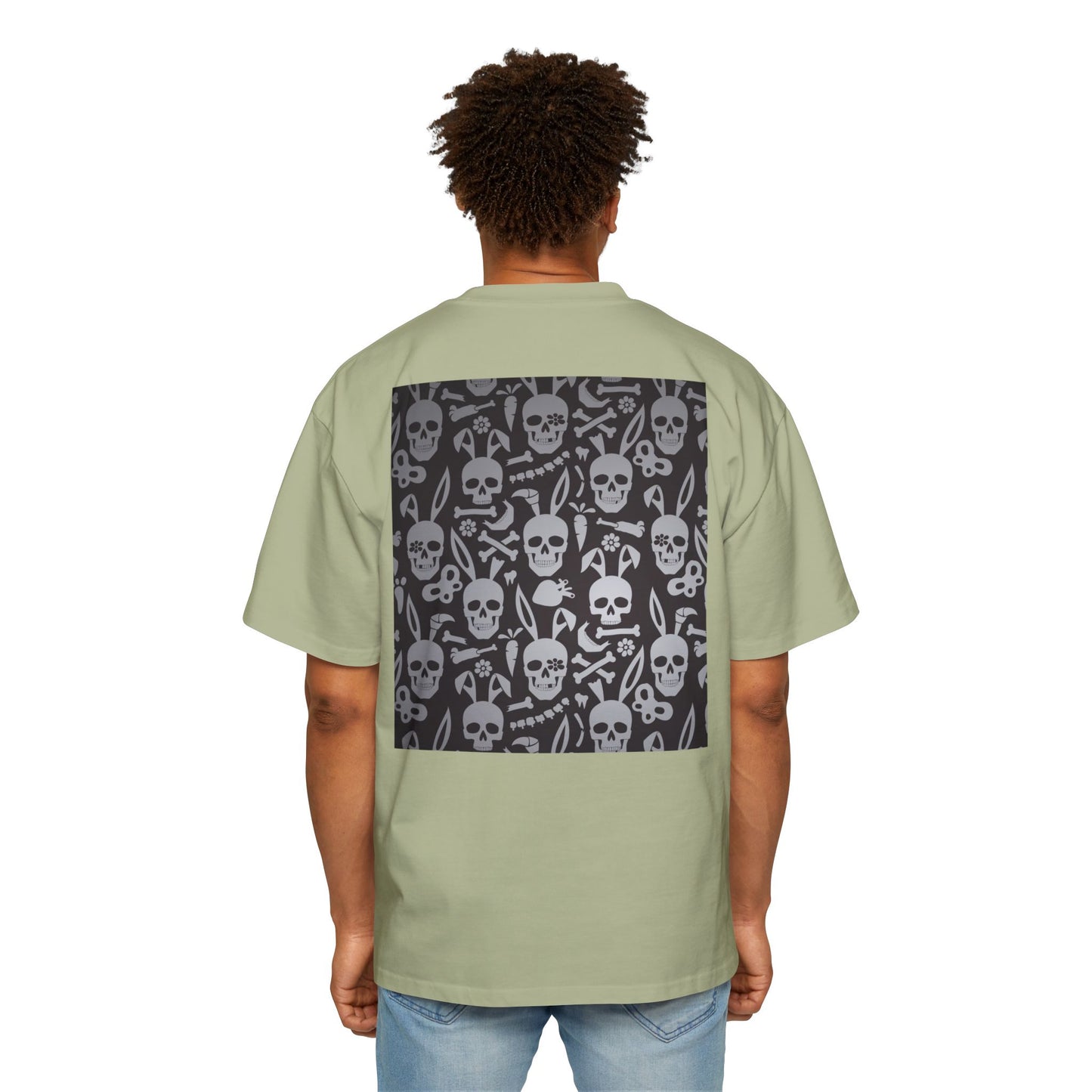 Men's Heavy Oversized Tee - Bold Eagle and Skull Print