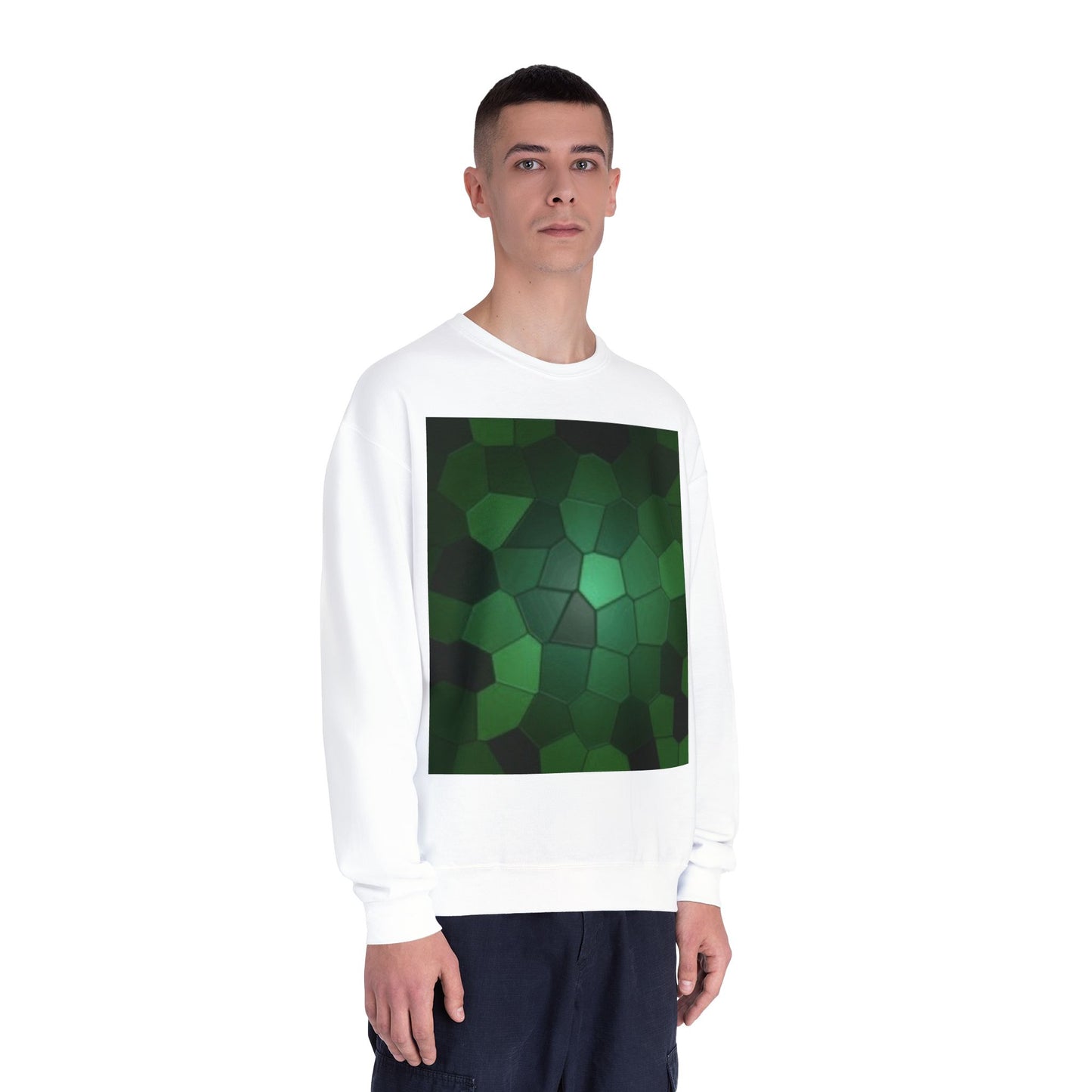 Eco-Friendly Green Hexagon Crewneck Sweatshirt | Unisex Design
