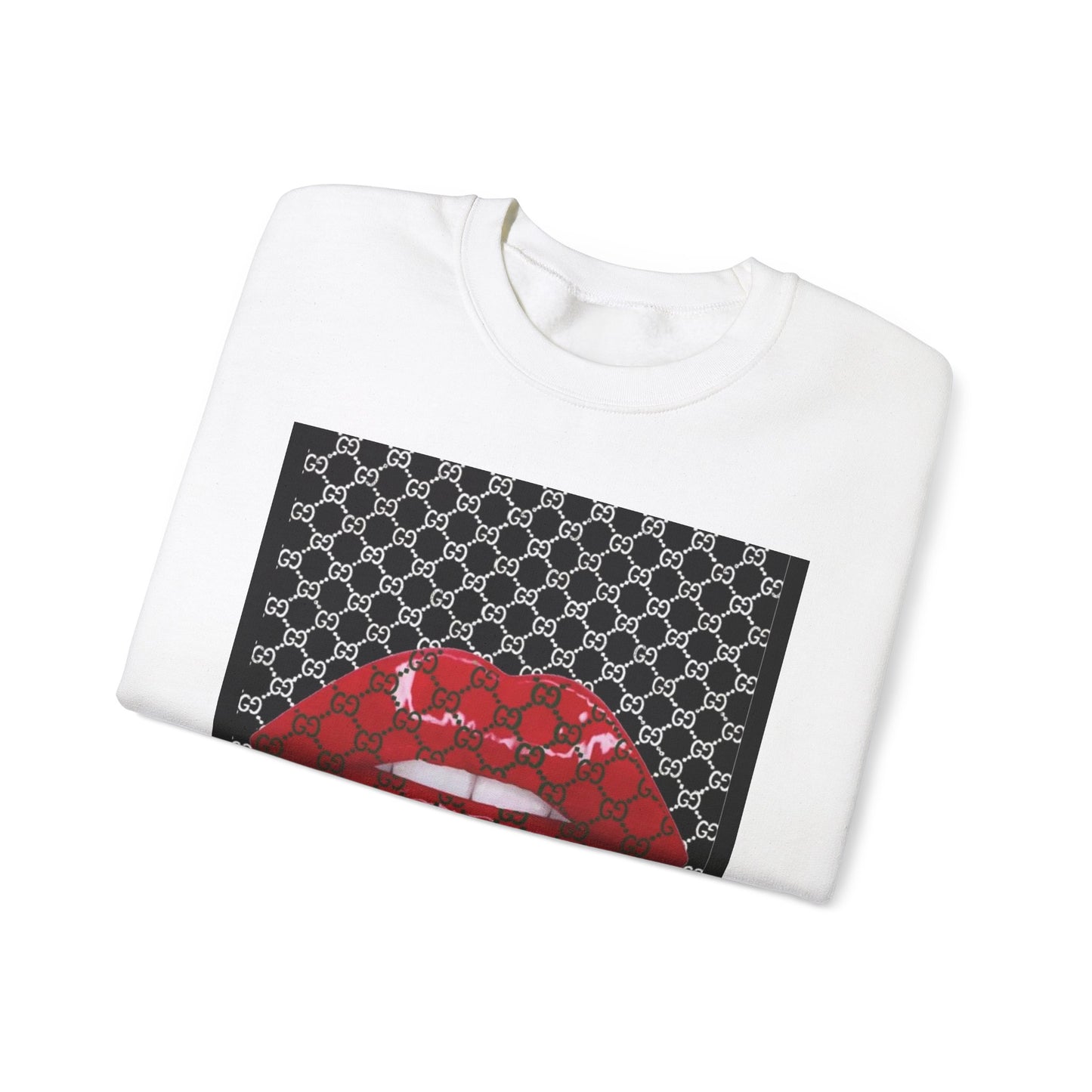 Trendy Unisex Graphic Crewneck Sweatshirt with Lip Design