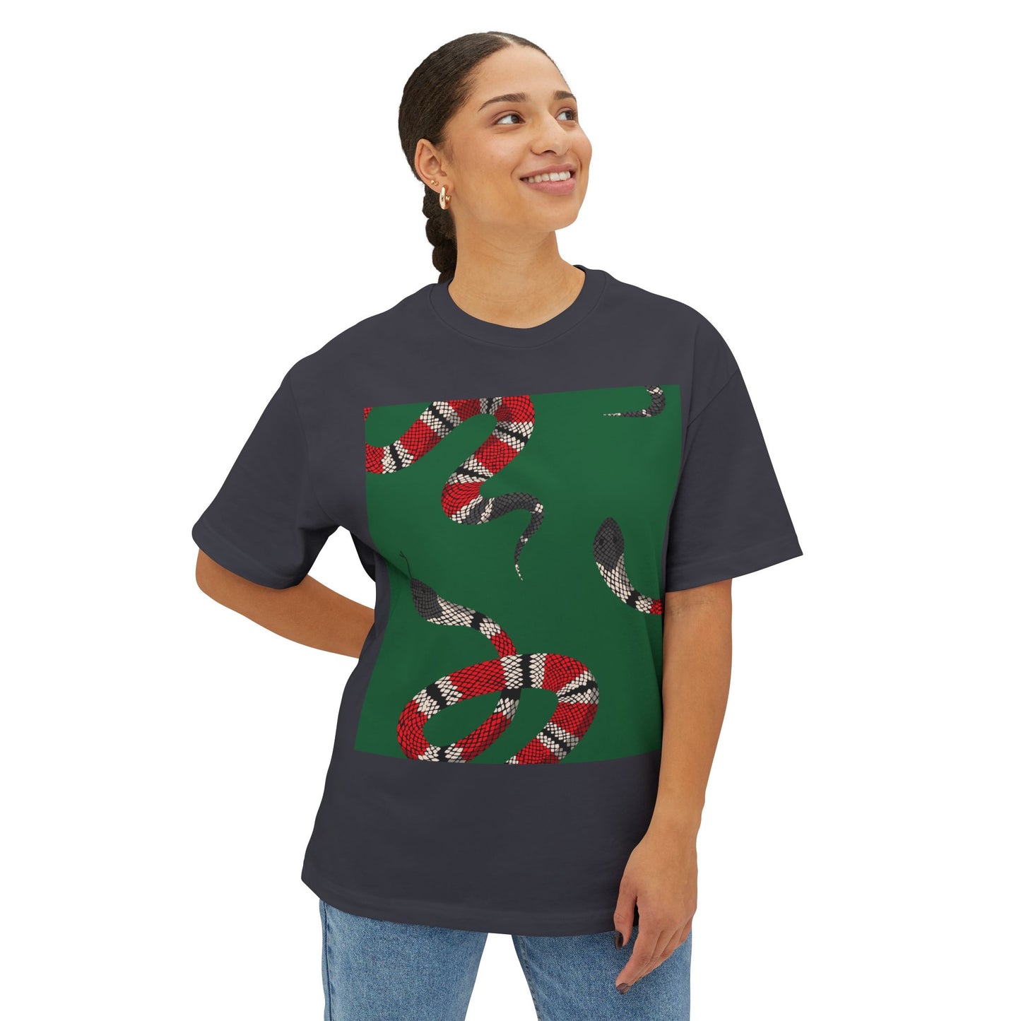 Wildlife Graphic Oversized T-Shirt - Snake & Owl Design