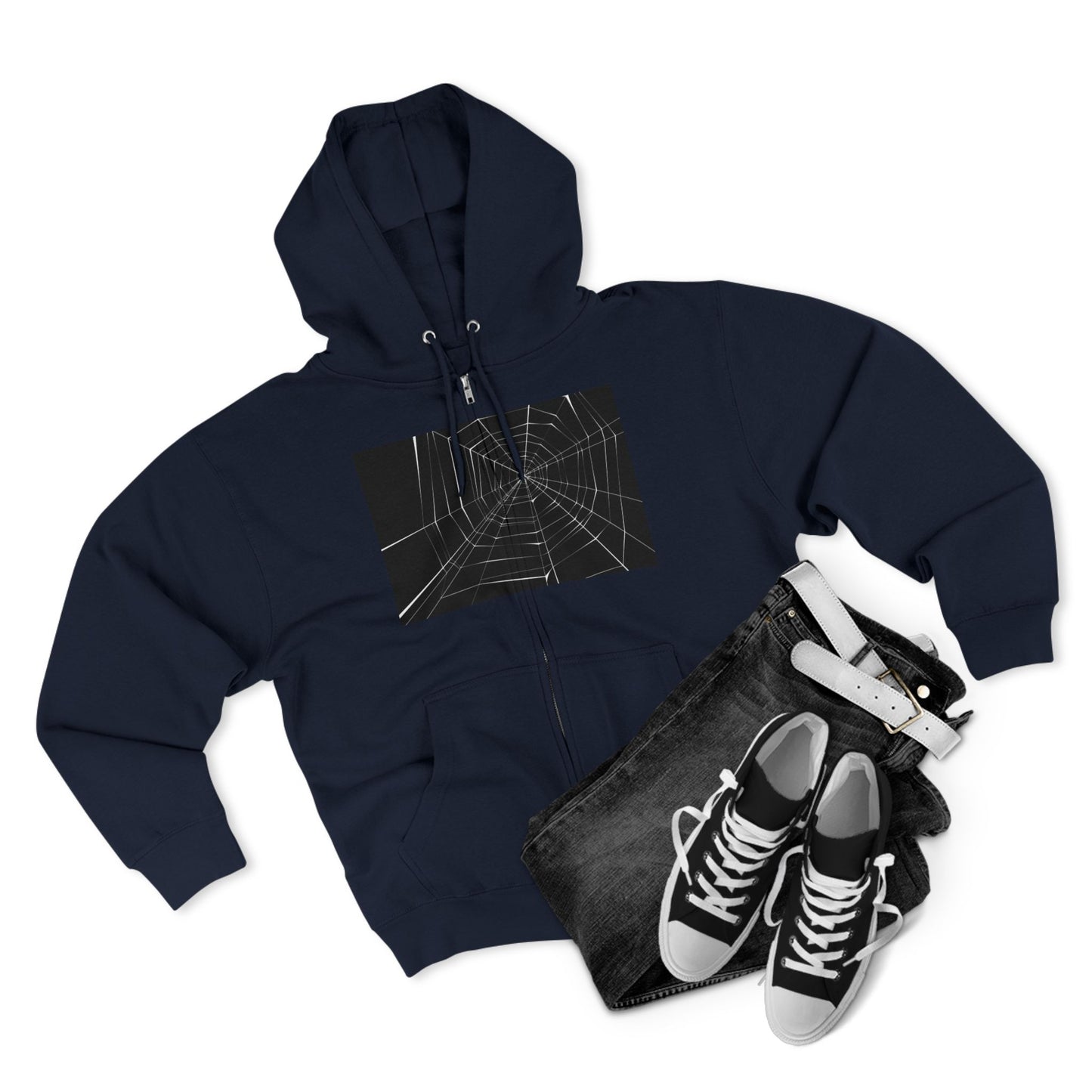 Sleek Spiderweb Unisex Zip Hoodie – Perfect for Halloween or Casual Wear
