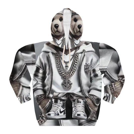 Urban Style Unisex Pullover Hoodie - Cool Bear & Jewelry Design