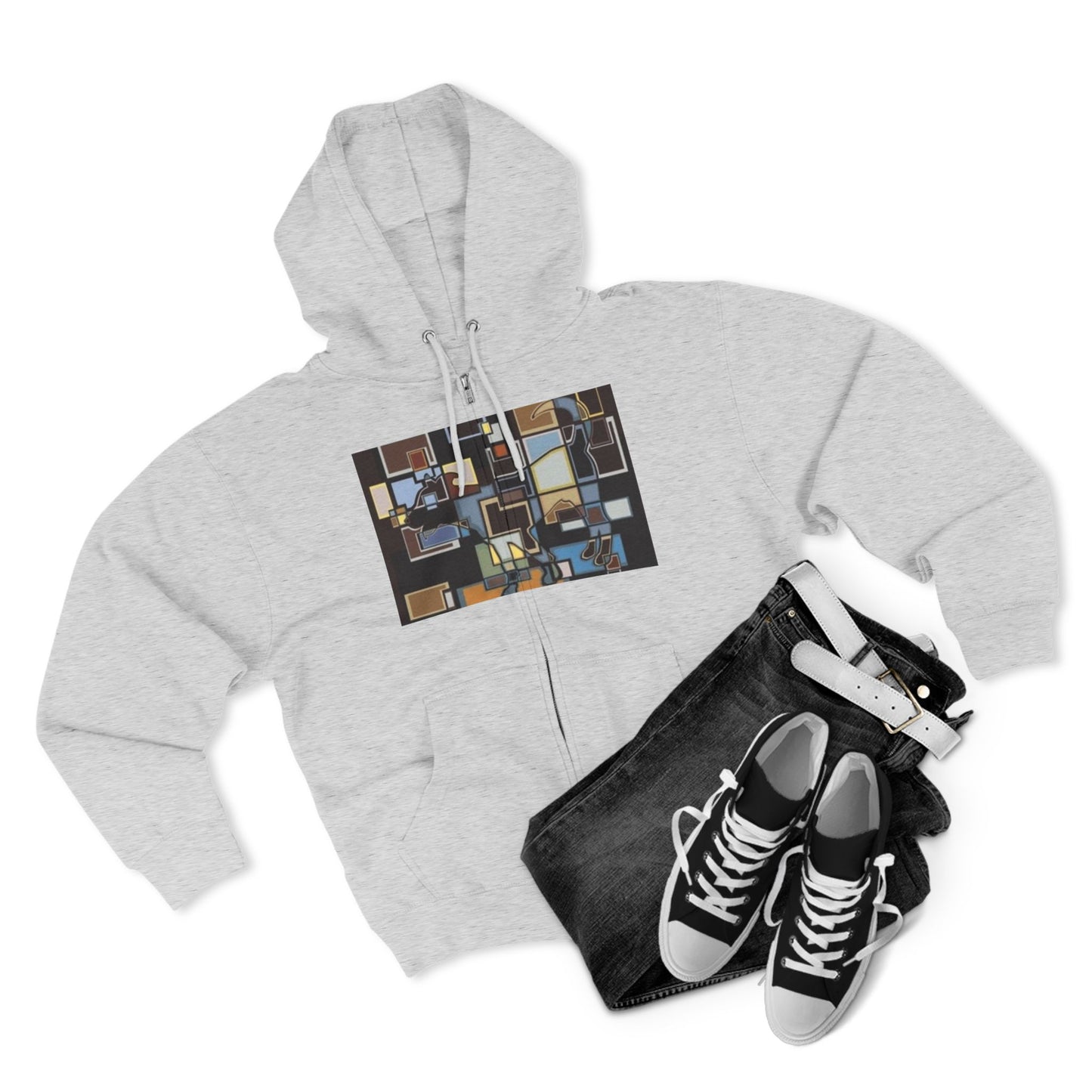 Artistic Unisex Zip Hoodie - Colorful Abstract Design