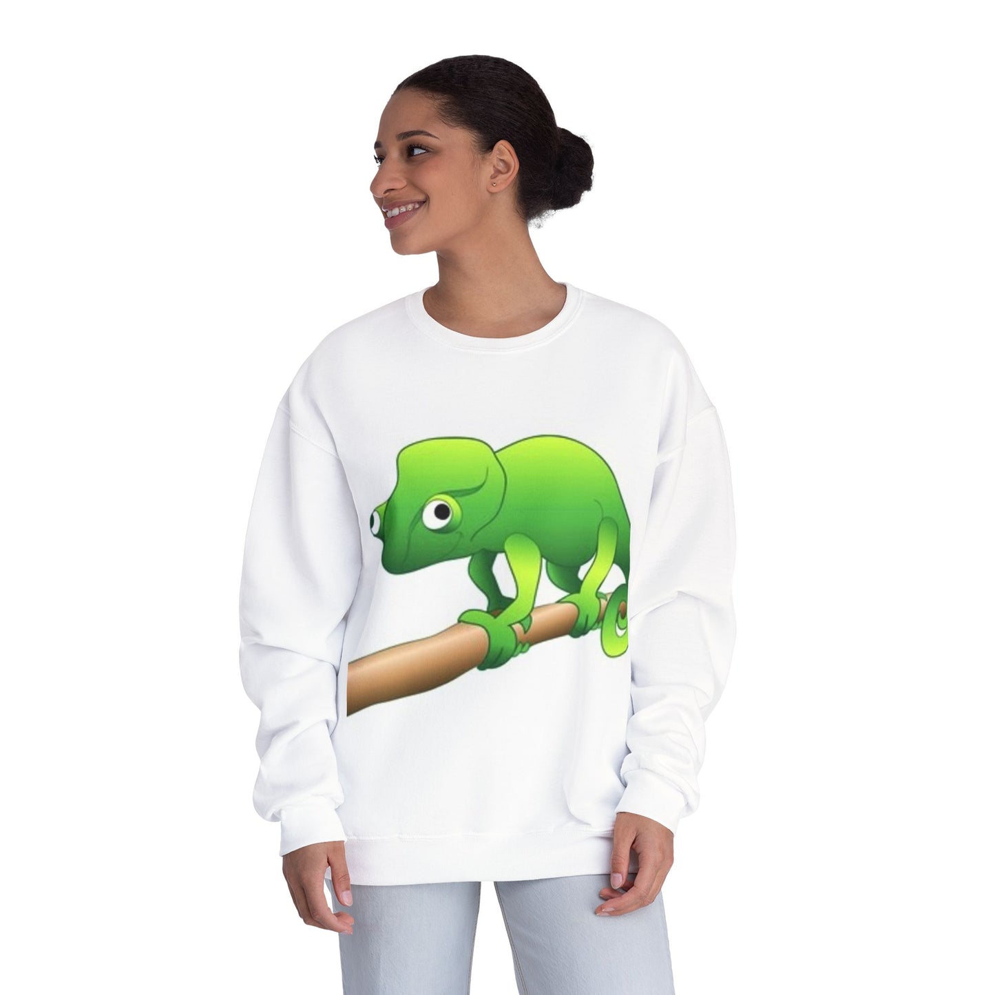 Charming Green Chameleon Sweatshirt - Cozy Unisex Crewneck for Nature Lovers