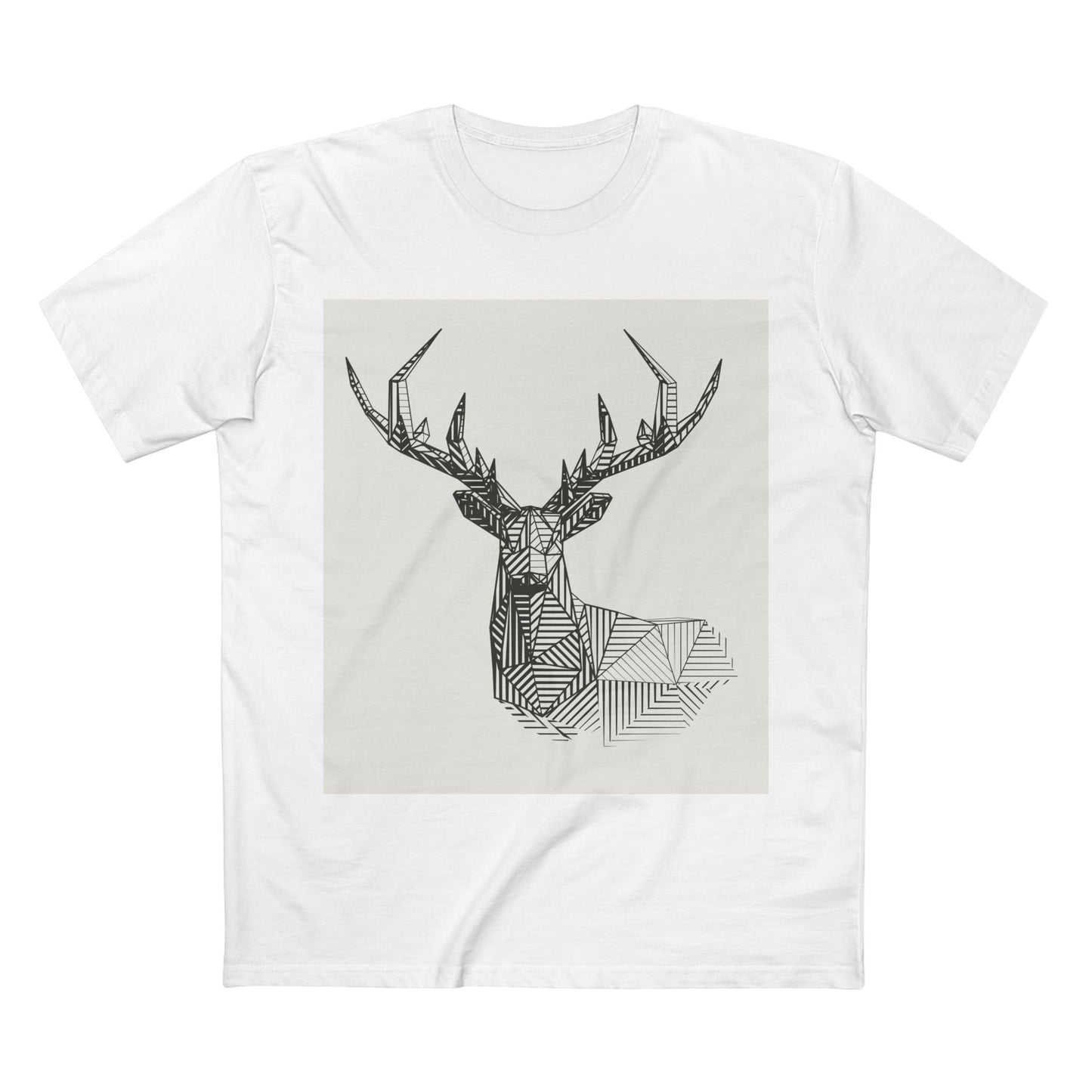 Geometric Deer & Spider Web Adult Staple Tee - Nature-Inspired Graphic T-Shirt for Outdoor Enthusiasts