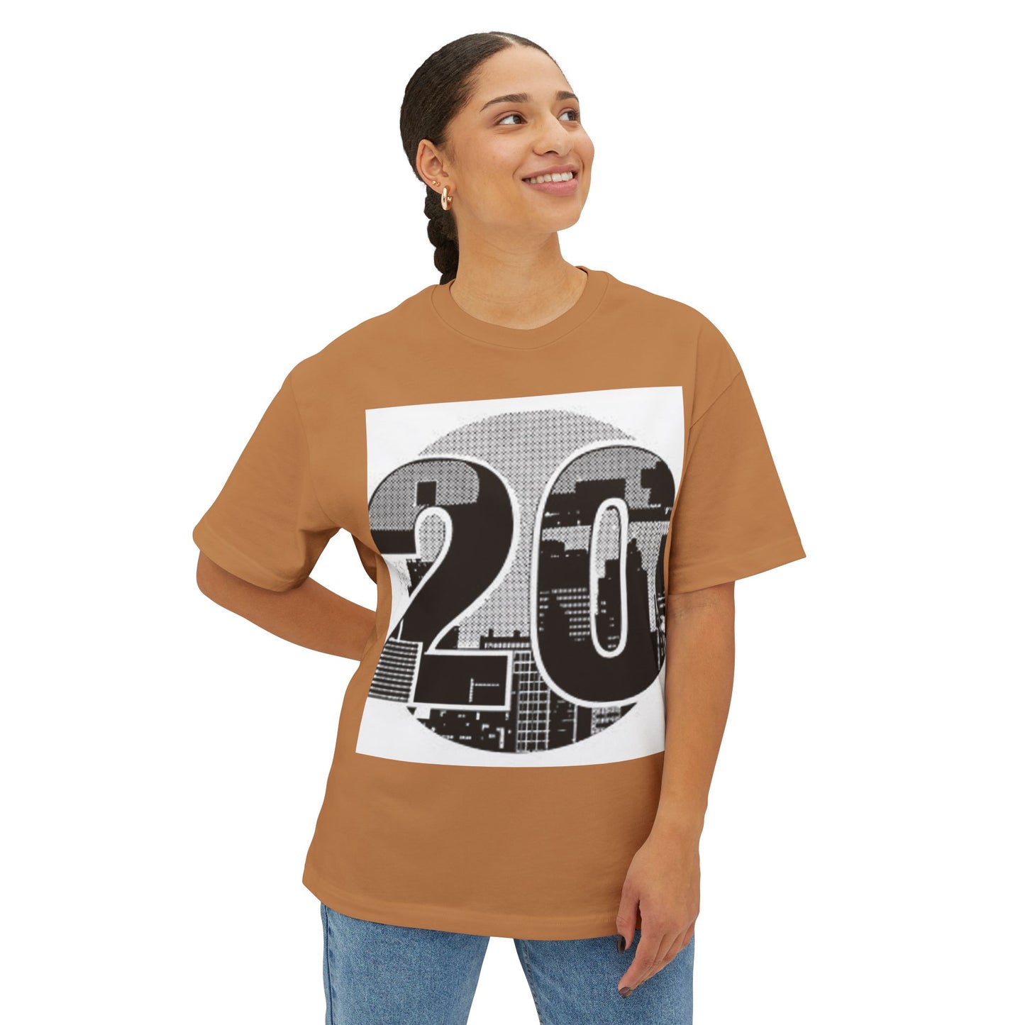 Retro Cityscape 20 Unisex Oversized Boxy Tee - Street Style Graphic Top