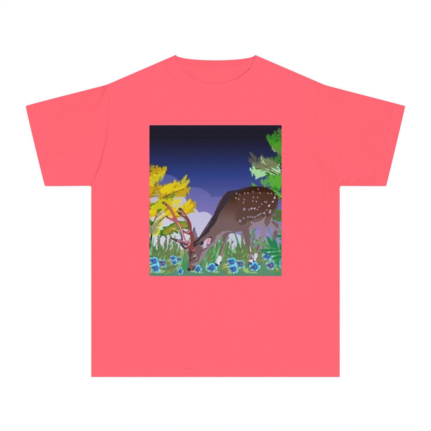 Youth Midweight Tee – Serene Deer in Nature Design