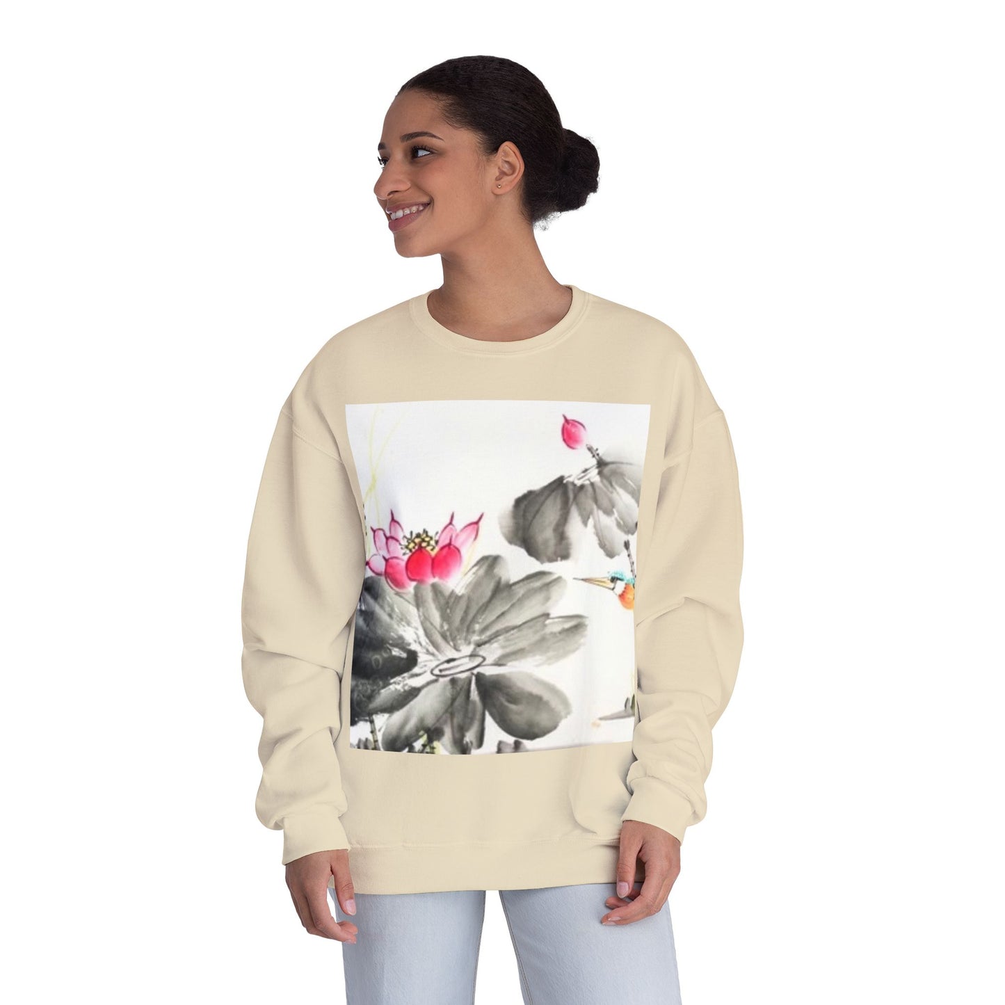 Lotus Blossom Unisex Crewneck Sweatshirt - Cozy Botanical Art Design