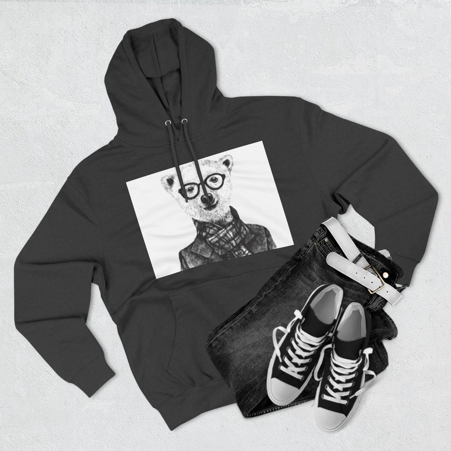 Cute Polar Bear Hoodie - Cozy Fleece with Glasses Design