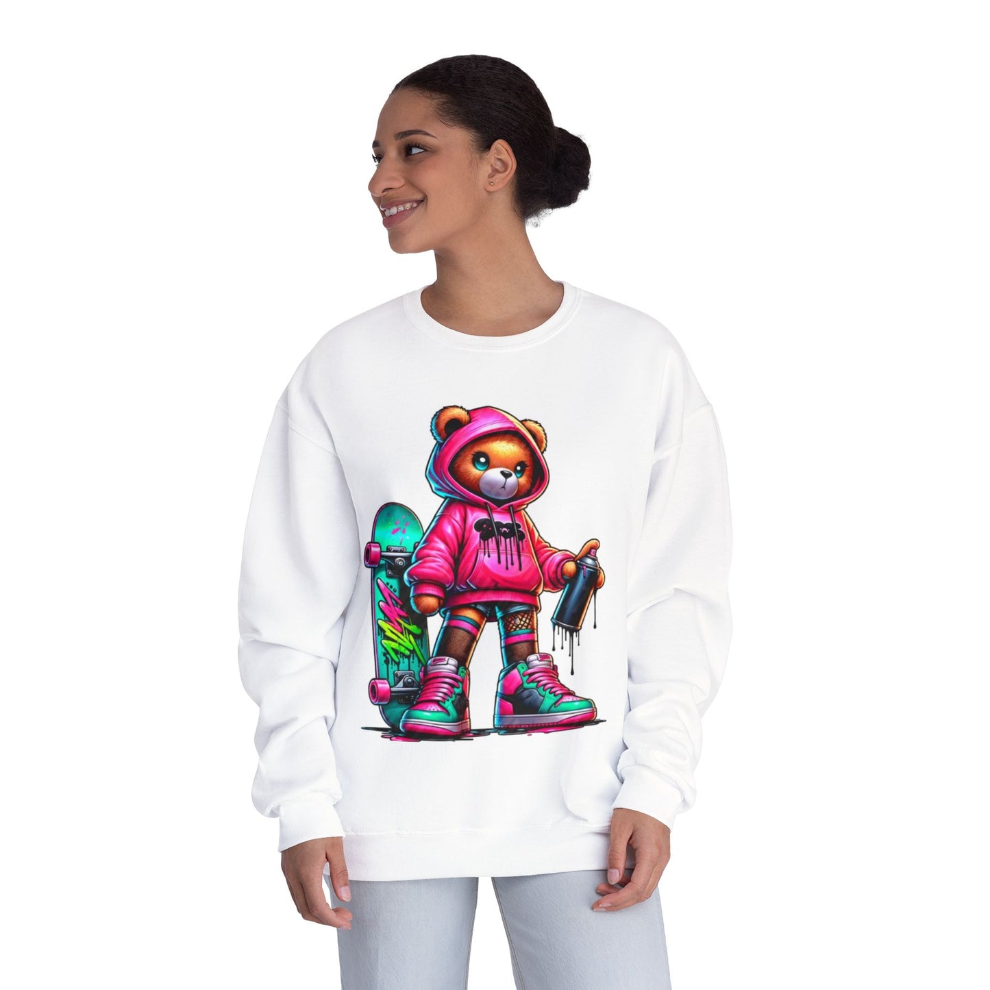 Skater Bear Crewneck Sweatshirt - Fun Streetwear Style