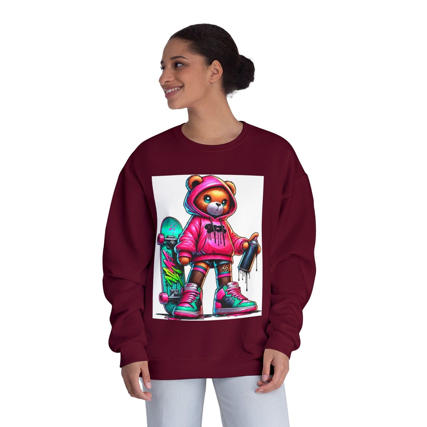 Skater Bear Crewneck Sweatshirt - Fun Streetwear Style