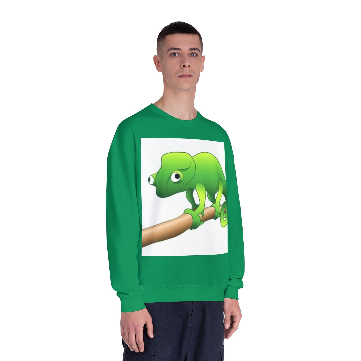 Charming Green Chameleon Sweatshirt - Cozy Unisex Crewneck for Nature Lovers