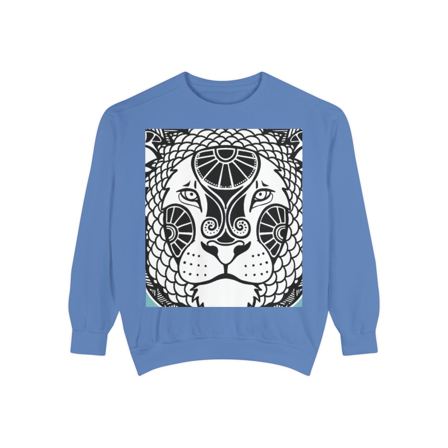Bohemian Lion Unisex Garment-Dyed Sweatshirt - Cozy & Stylish Animal Graphic Tee for Nature Lovers