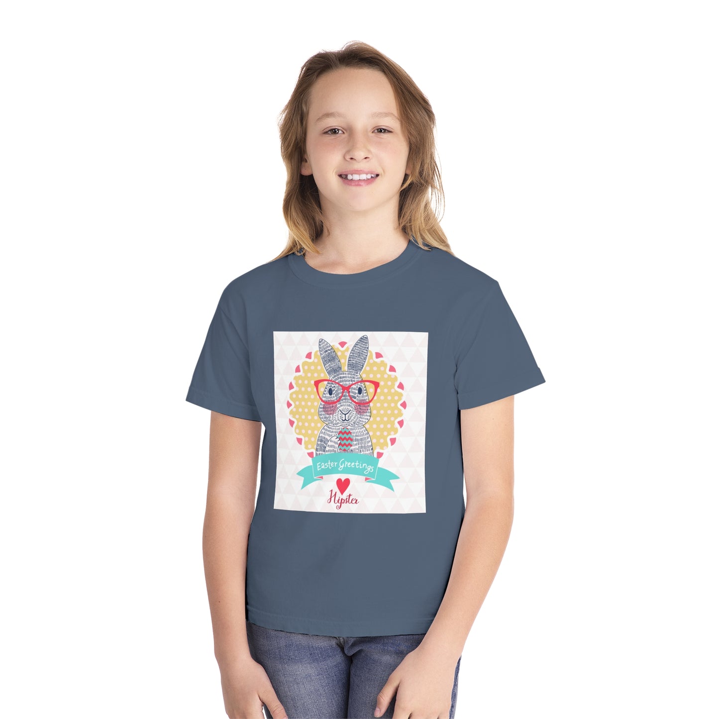 Youth Easter Bunny Tee - 'Easter Greetings' Design