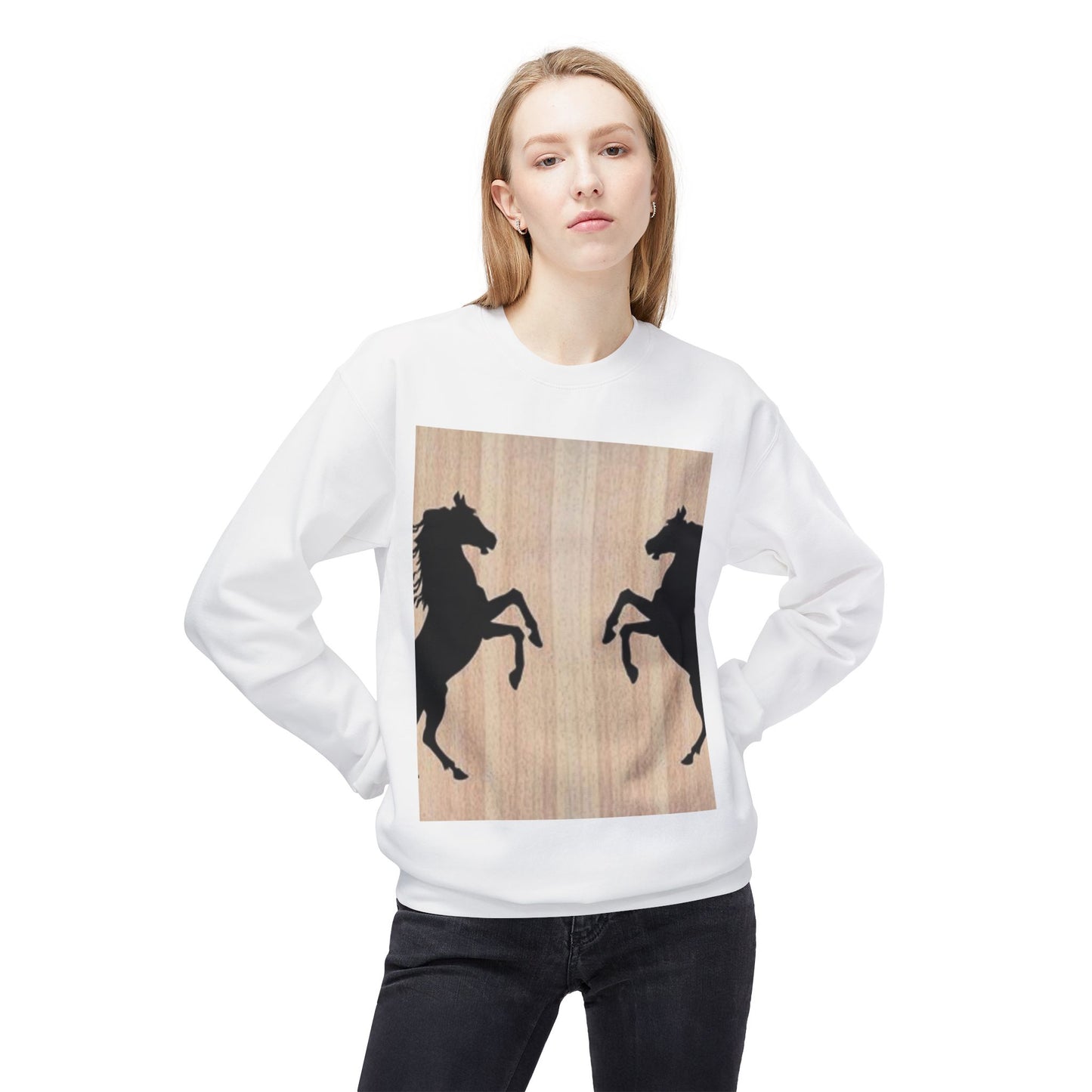 Equestrian Silhouette Fleece Sweatshirt - Perfect for Horse Lovers
